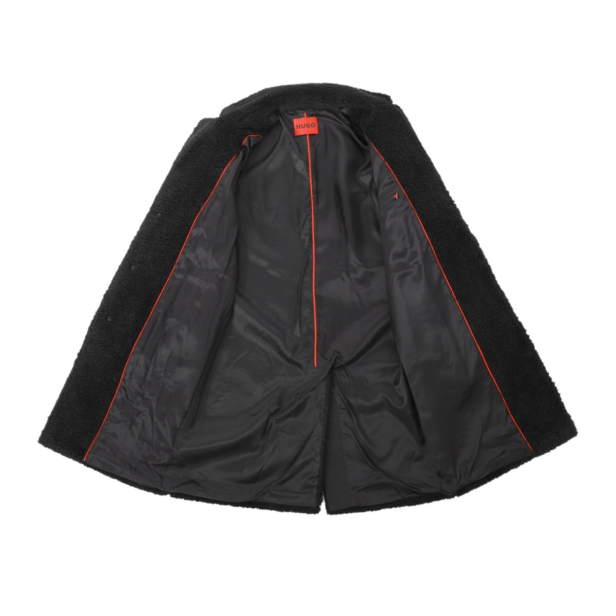 J7241 超美品 ヒューゴボス 現行タグ伊製生地メルトンシングルコート 黒46 HUGO HUGOBOSS ヒューゴヒューゴボス シングルコート/ボアコート