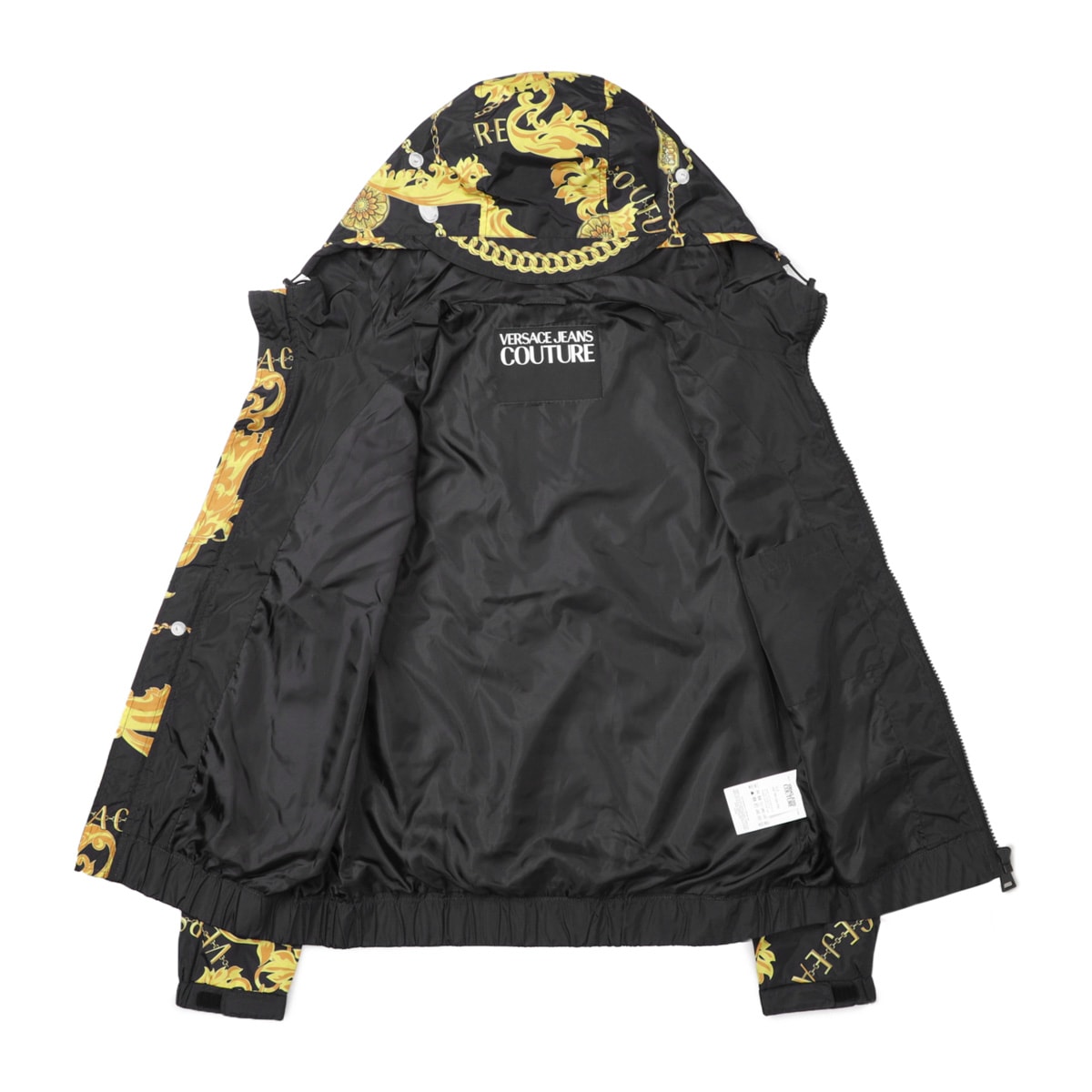 パラディーゾ メンズL ウィンドブルゾン フード付き 新品未使用 黒チェック柄 Italian Dead Stock Fabric】Dress-Over Hood Blouson