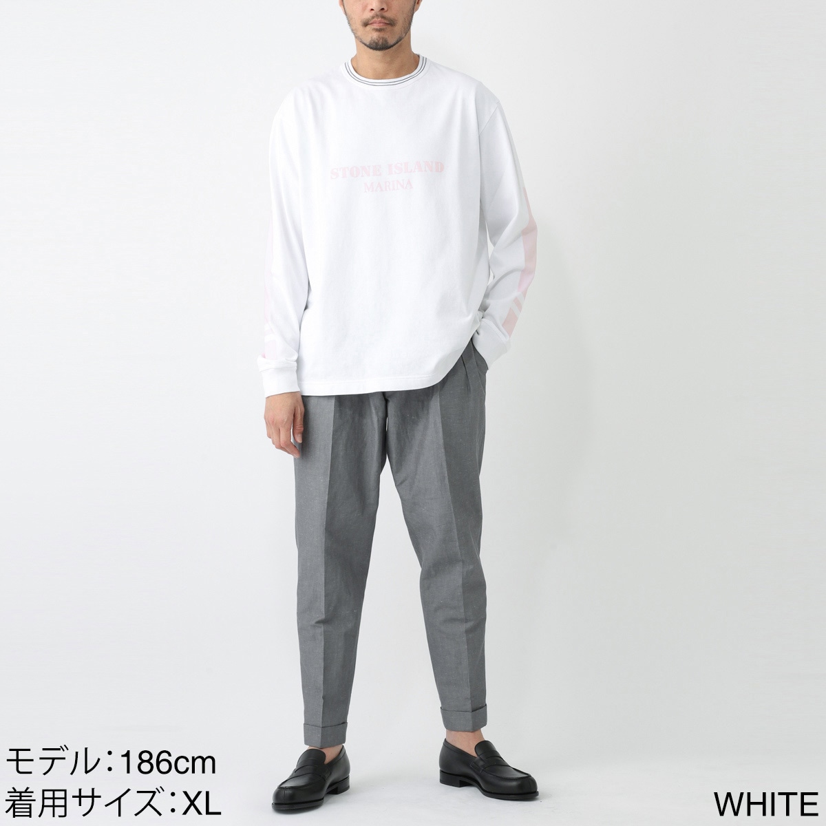 STONE  グレー 長袖カットソー zeroオーガニックコットンスーパーストレッチ長袖Tシャツ