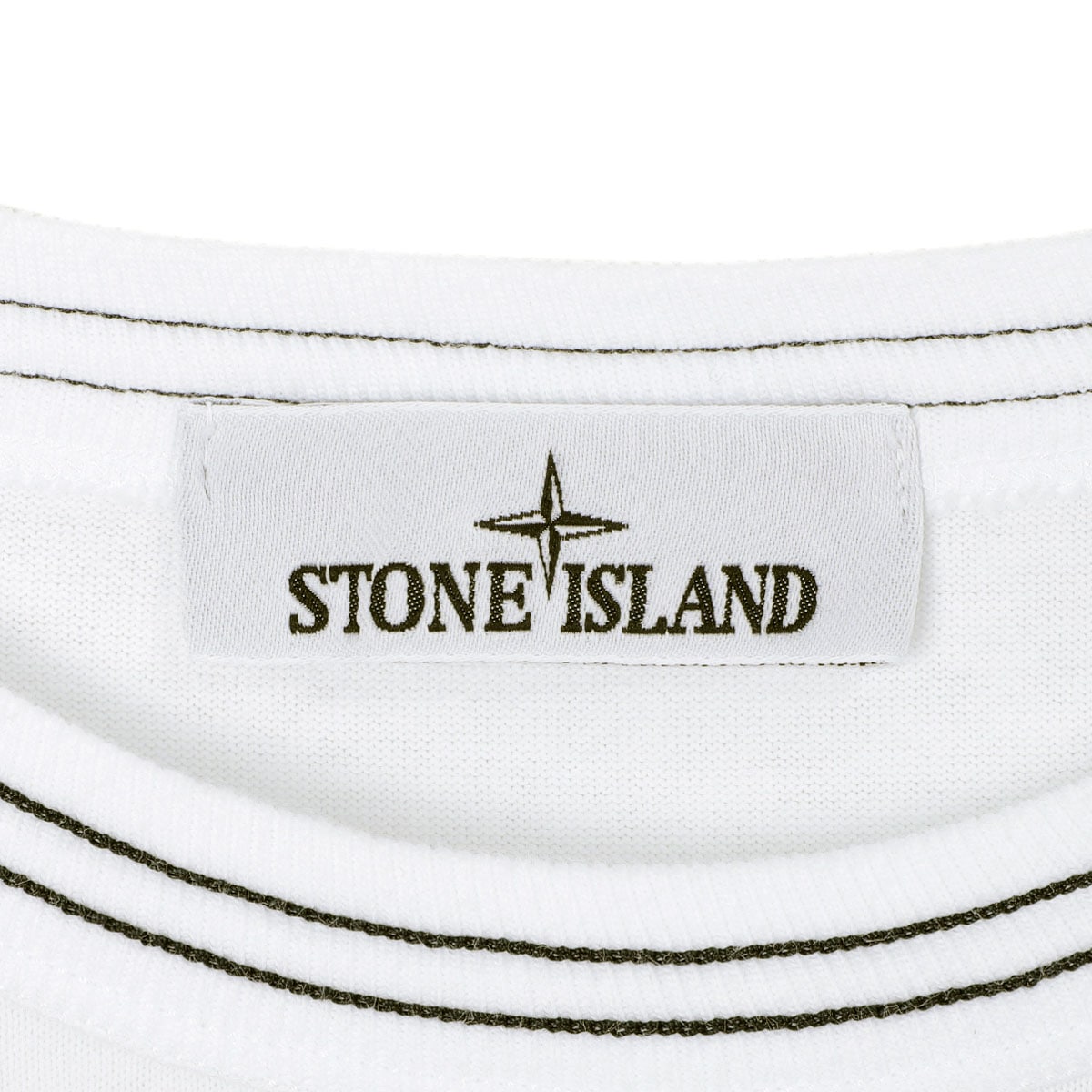 ストーンアイランド　ヘビーウェイト クルーネック長袖カットソー　S ホワイト STONE ISLAND (ストーンアイランド) ロゴ刺繍 クルーネック