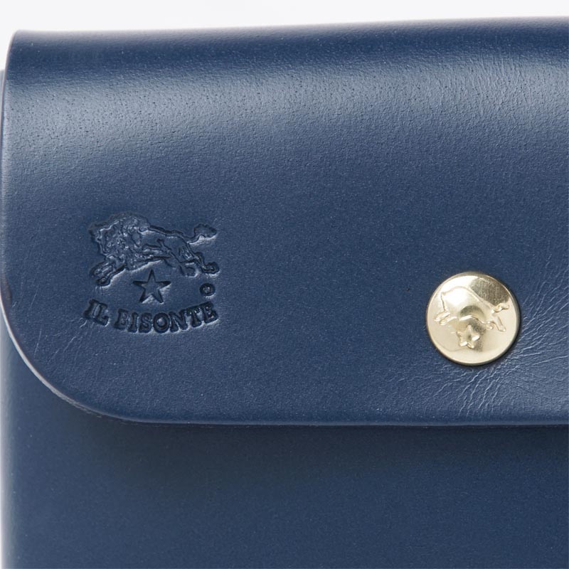 IL BISONTE イルビゾンテ カードケース 名刺入れ ロゴ 刻印 ネイビー IL BISONTE イルビゾンテ カードケース 名刺入れ ダークブルー