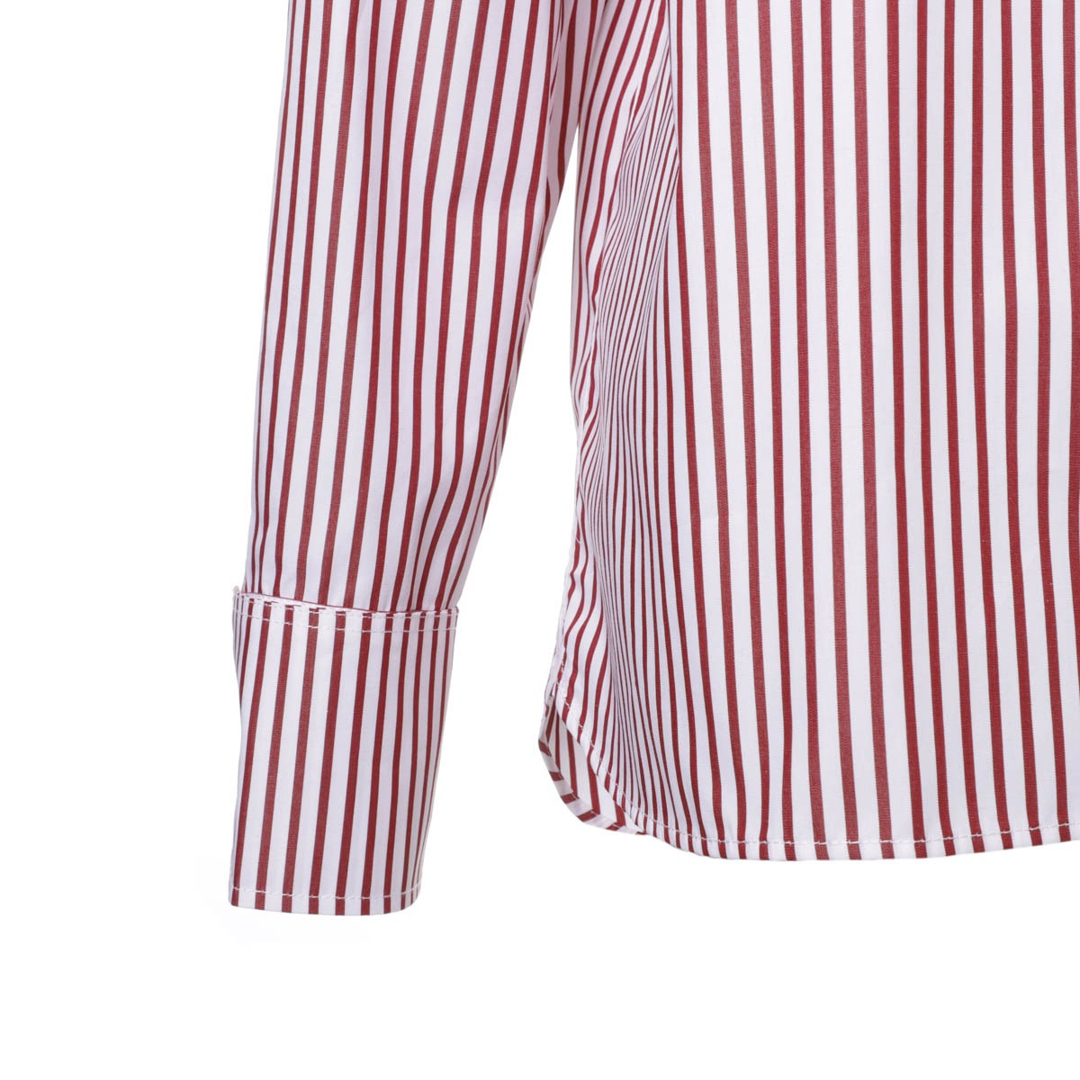 【アウトレット】MAISON KITSUNE メゾンキツネ スタンドカラーシャツ/OVERSIZE SHIRT IN STRIPED COTTON WITH LOGO HANDWRITING EMBROIDERY レディース