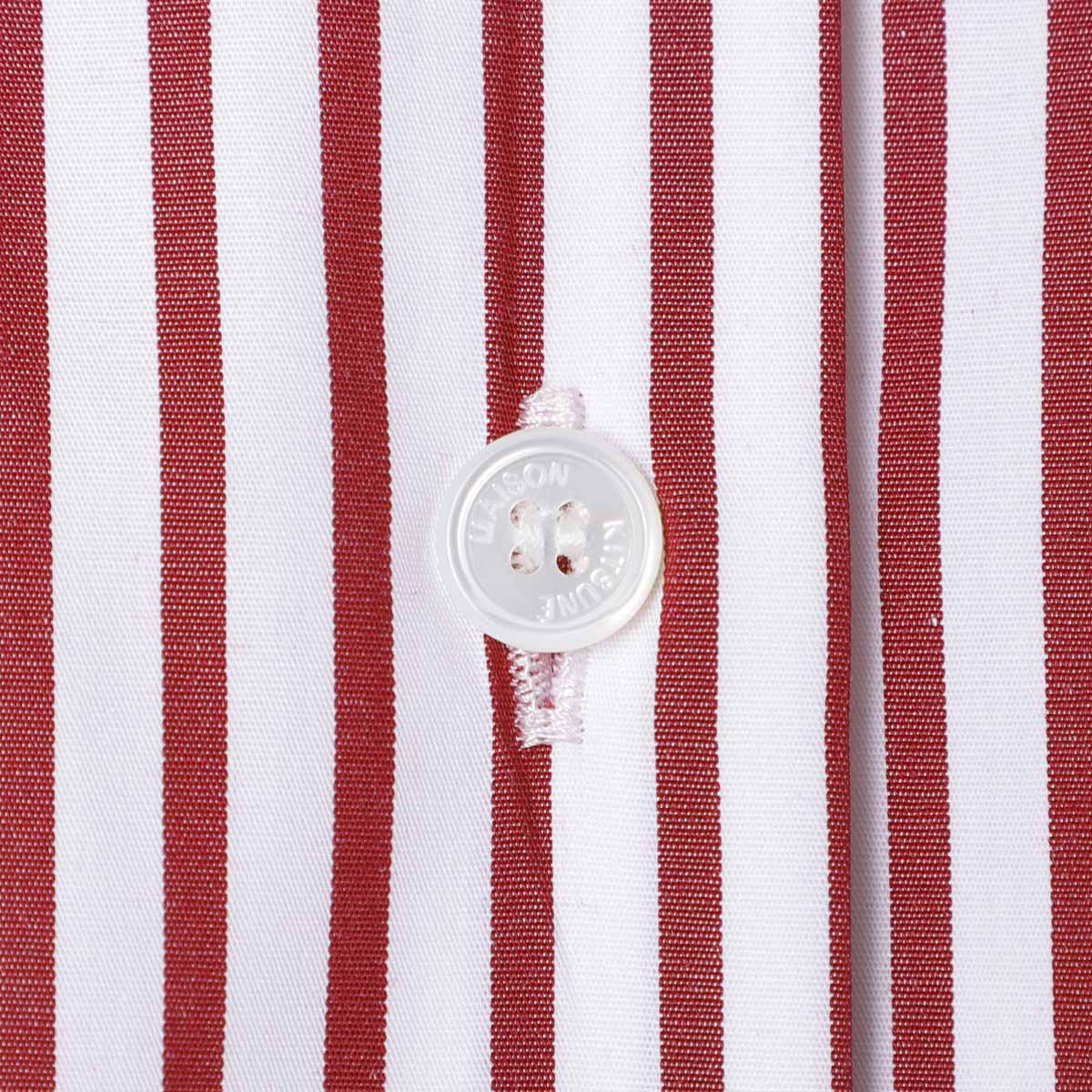 【アウトレット】MAISON KITSUNE メゾンキツネ スタンドカラーシャツ/OVERSIZE SHIRT IN STRIPED COTTON WITH LOGO HANDWRITING EMBROIDERY レディース