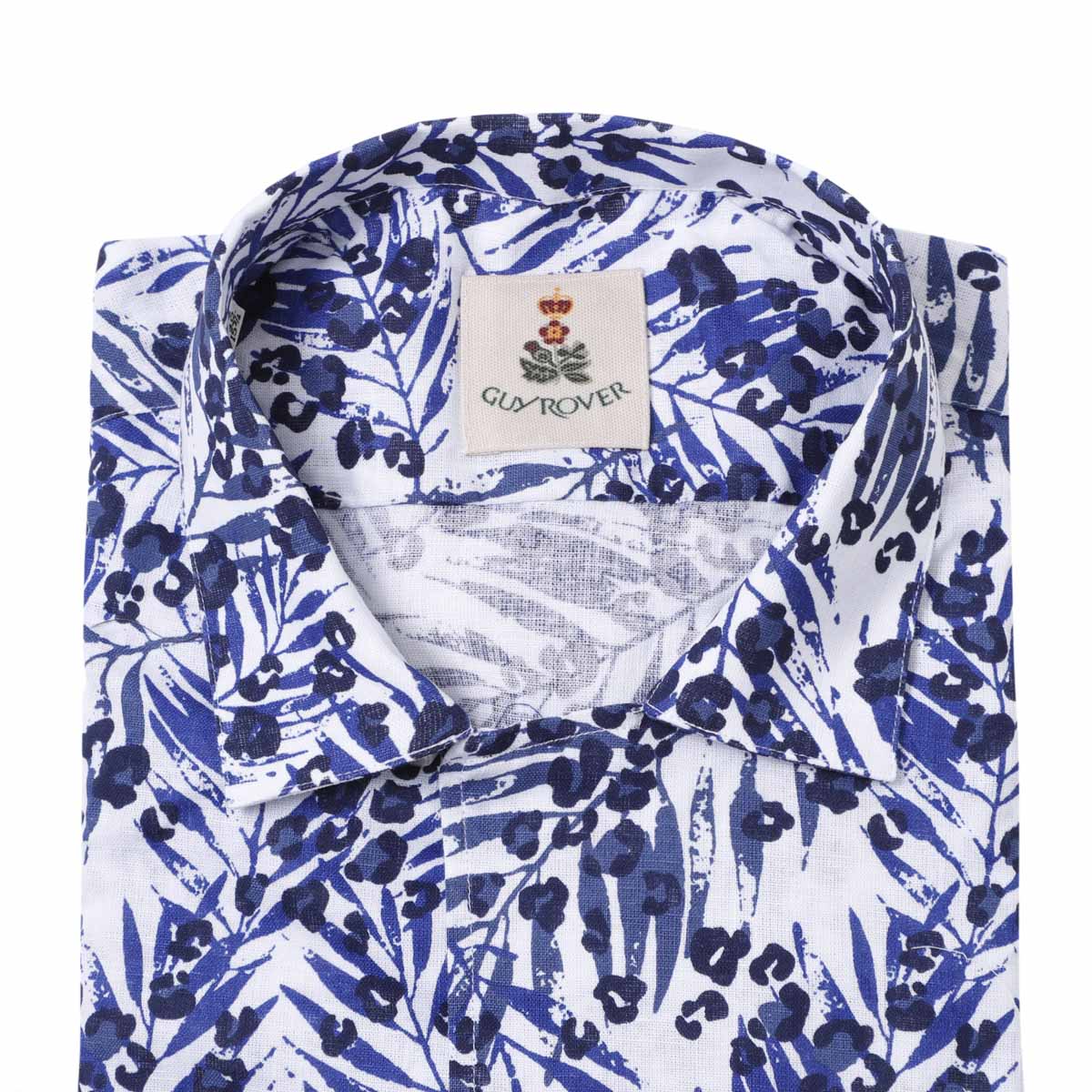 GUY ROVERギローバー　コットンリネンポロシャツ　Lブルーイタリア製 GUY ROVER ギローバー リネンシャツ/ホリゾンタルカラーシャツ/WASH