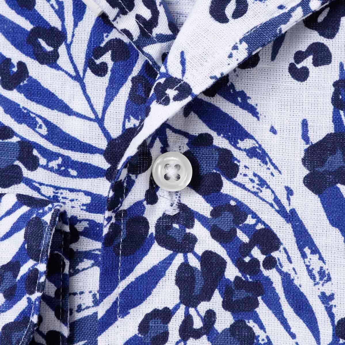 GUY ROVERギローバー　コットンリネンポロシャツ　Lブルーイタリア製 GUY ROVER ギローバー 半袖リネンシャツ/オープンカラーシャツ