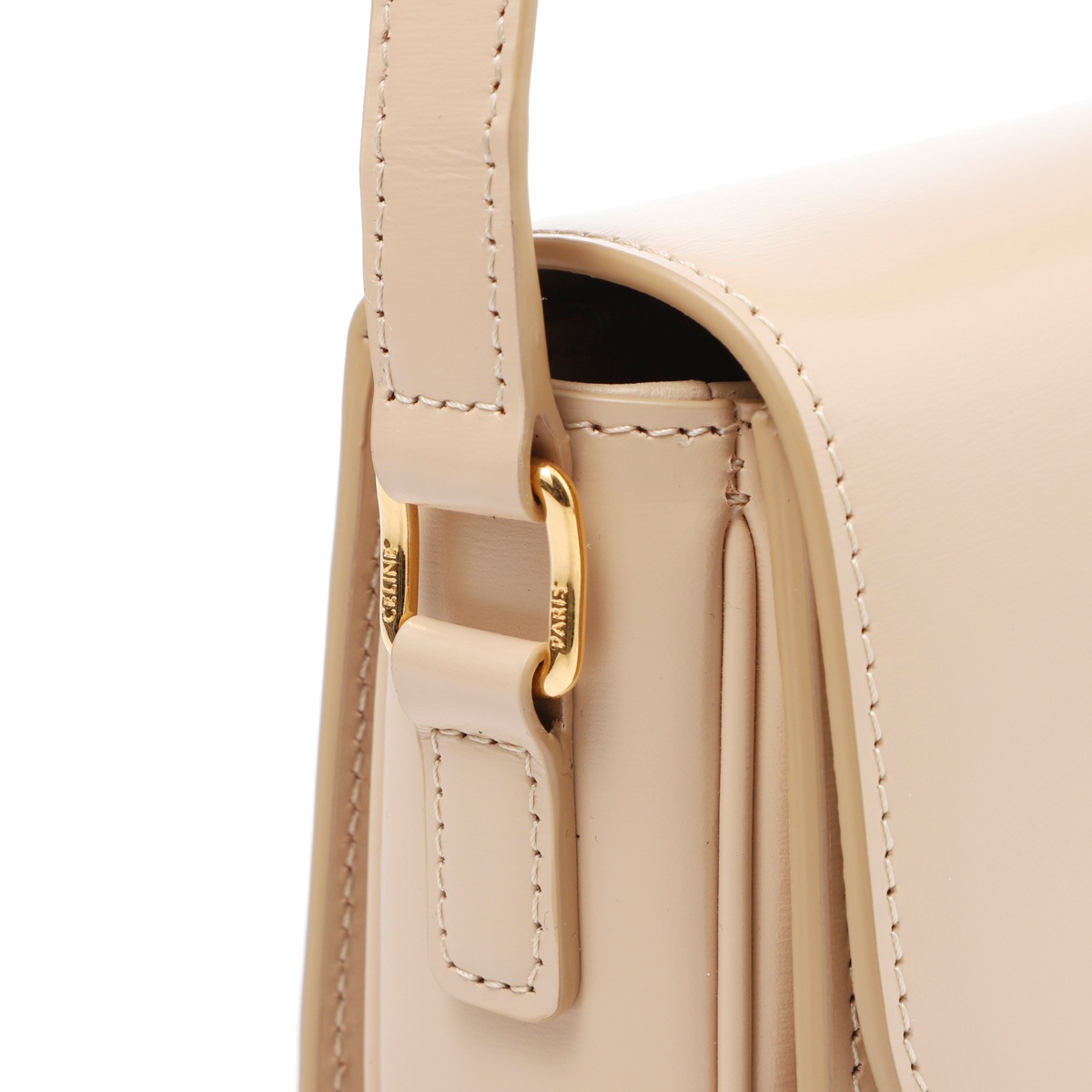 CELINEロゴ入りハンドバッグ クリーム色と茶色 セリーヌ CELINE ハンドバッグ ショルダーバッグ スモール