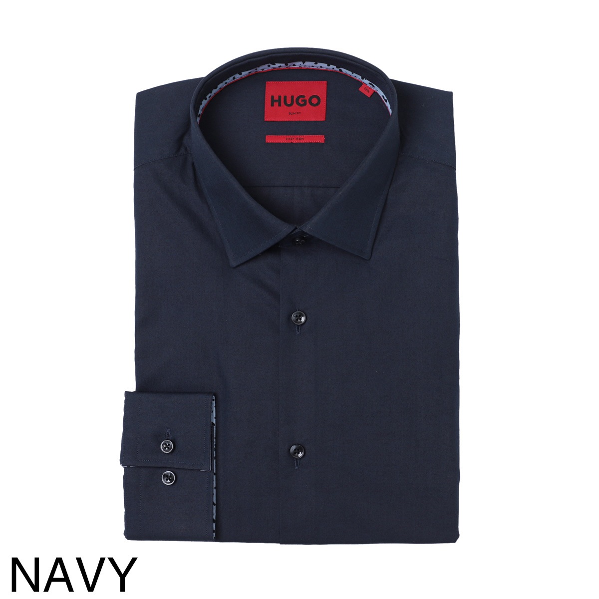 HUGO BOSS ネイビードレスシャツ スリムフィット42サイズ BOSS（HUGO BOSS） シャツ スリムフィットシャツ プリント ストレッチ