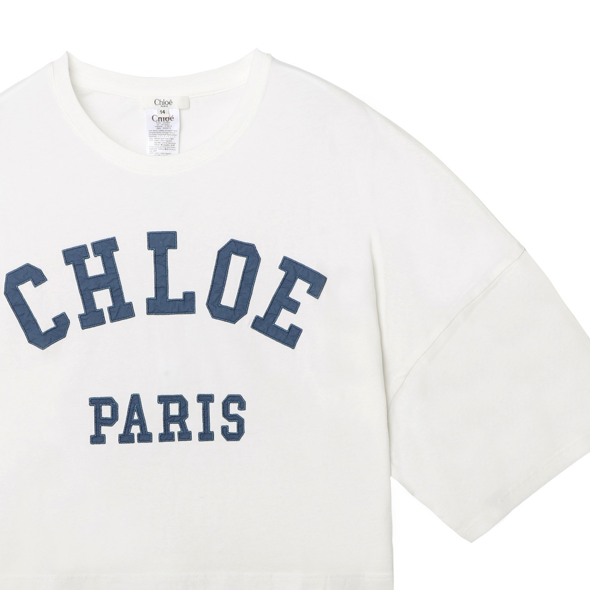 Chloe クロエ クルーネックTシャツ/KIDS キッズ ガールズ/クロップド丈 コットン クルーネック ロゴ【大きいサイズあり】 レディース