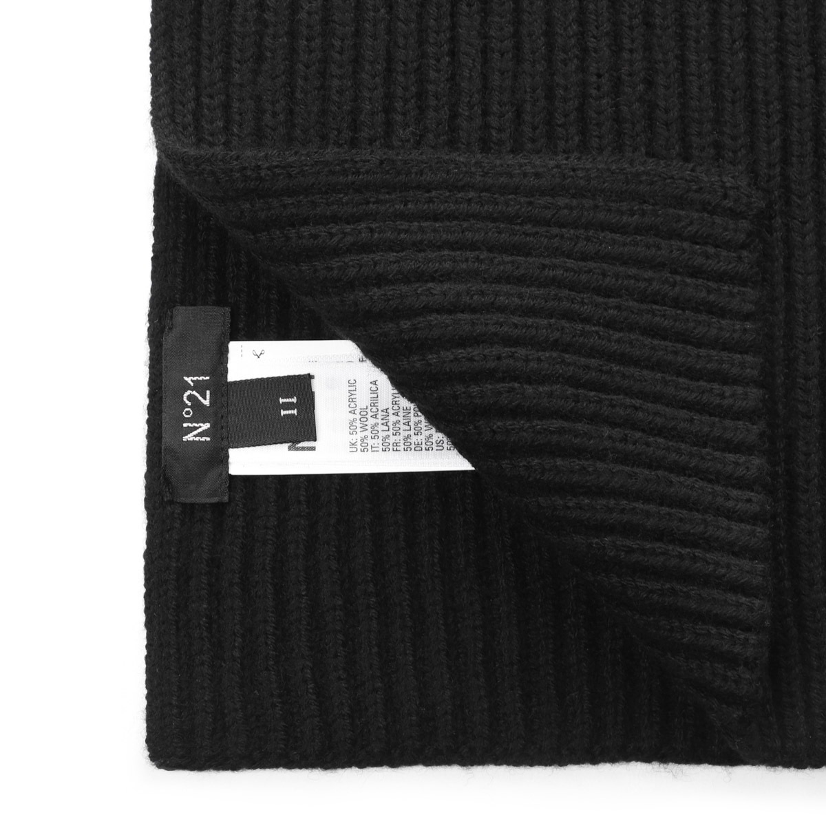 N°21 ヌメロヴェントゥーノ マフラー/KIDS キッズ ガールズ/リブ ニット スカーフ ロゴ刺繍 レディース
