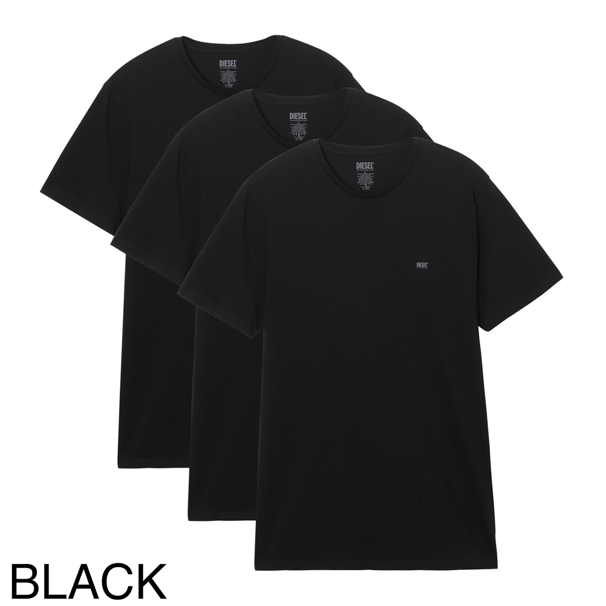 DIESEL Tシャツ 丸首 A02288-0JBAV-9XX 黒 ブラッククルーネック アウトレット】DIESEL ディーゼル クルーネック Tシャツ 3枚