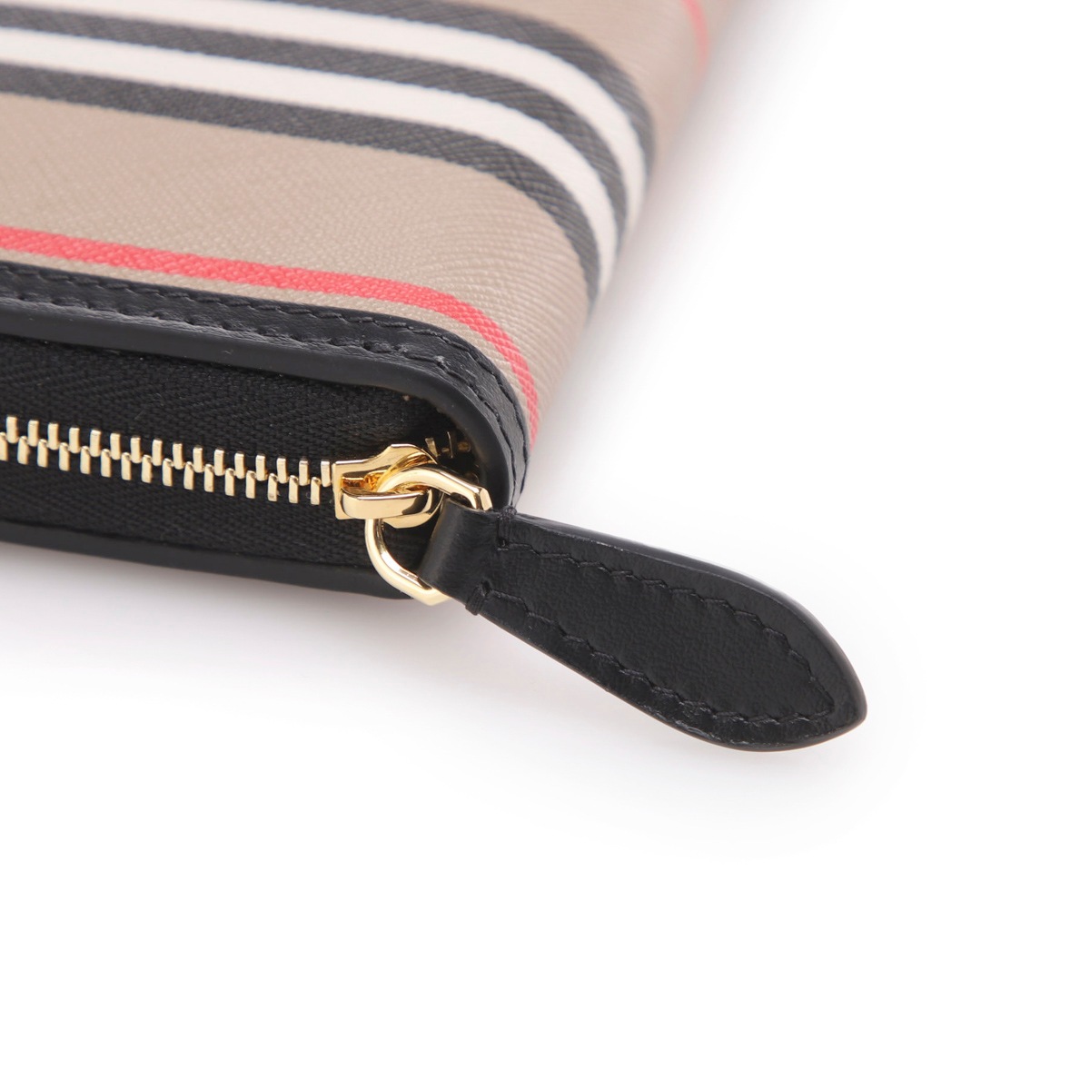 BURBERRY ICON STRIPE CANVAS ラウンドファスナー長財布
