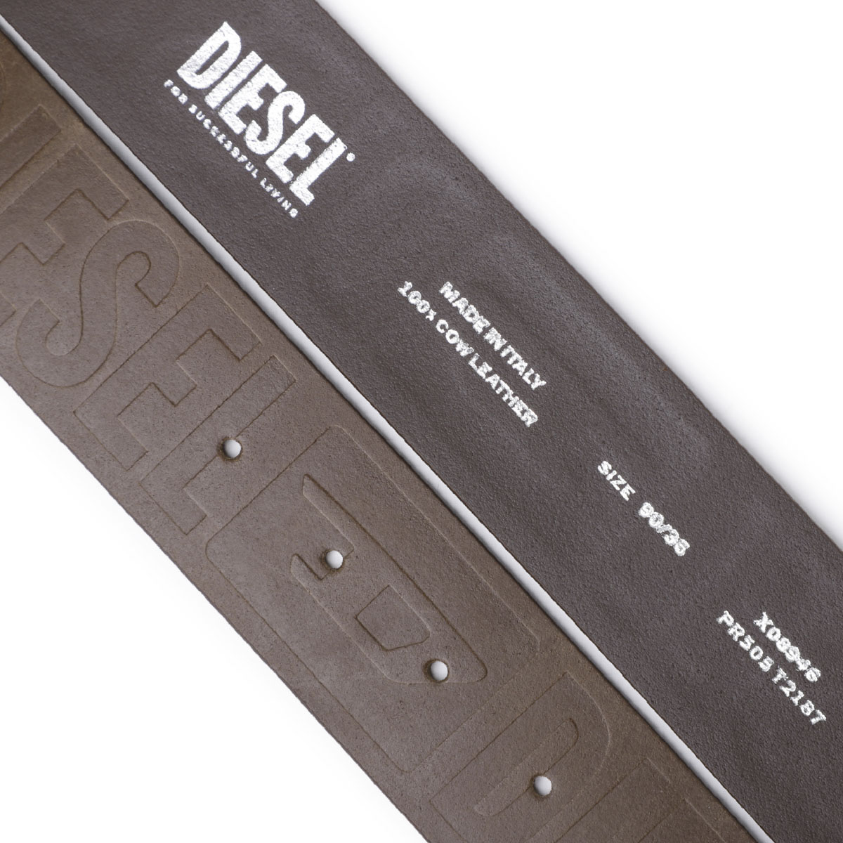 ラスト１点　新品　ディーゼル　ベルト100　X09396　B-DAVE Ⅱ　ロゴ B-DAVE II（MEN）: シャイニーレザーベルト｜ディーゼル（DIESEL