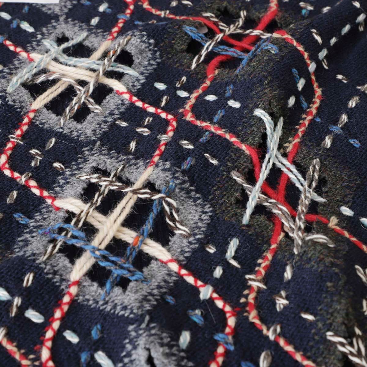 美品 メゾンマルジェラ モックネック コットンニット ステッチ ネイビー M Maison Margiela（旧Maison Martin Margiela）（ニット/セーター