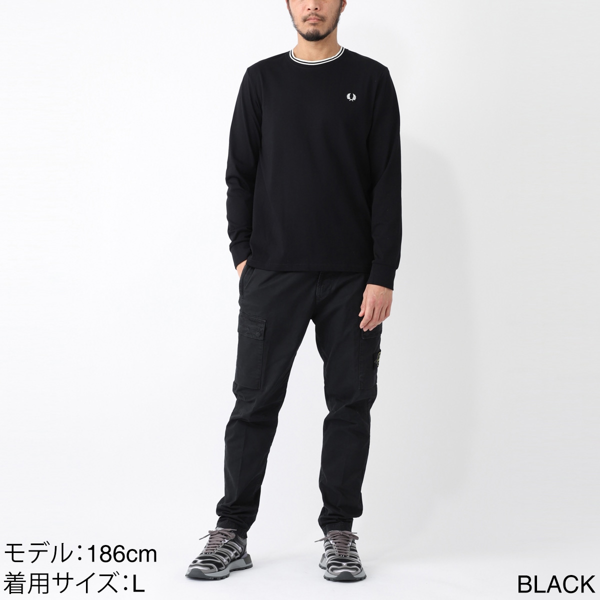 【アウトレット】【ラスト1点】FRED PERRY フレッドペリー クルーネック 長袖Tシャツ/M9602 メンズ