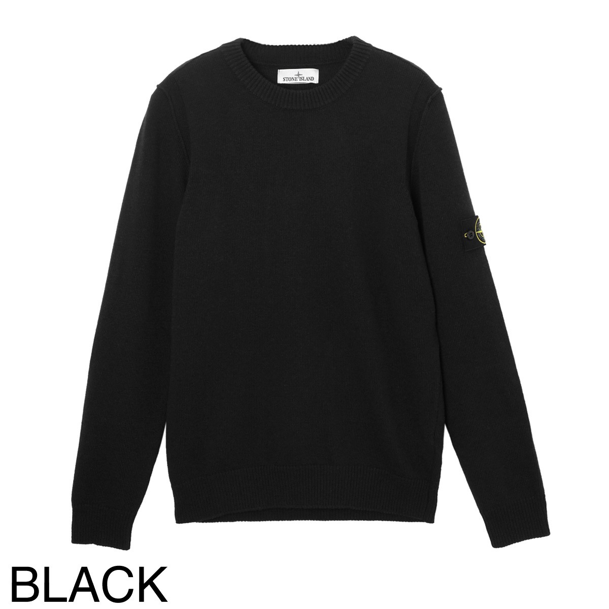 【STONE  / ストーンアイランド】 ブラッククルーネックニット アウトレット】STONE ISLAND ストーンアイランド クルーネックニット