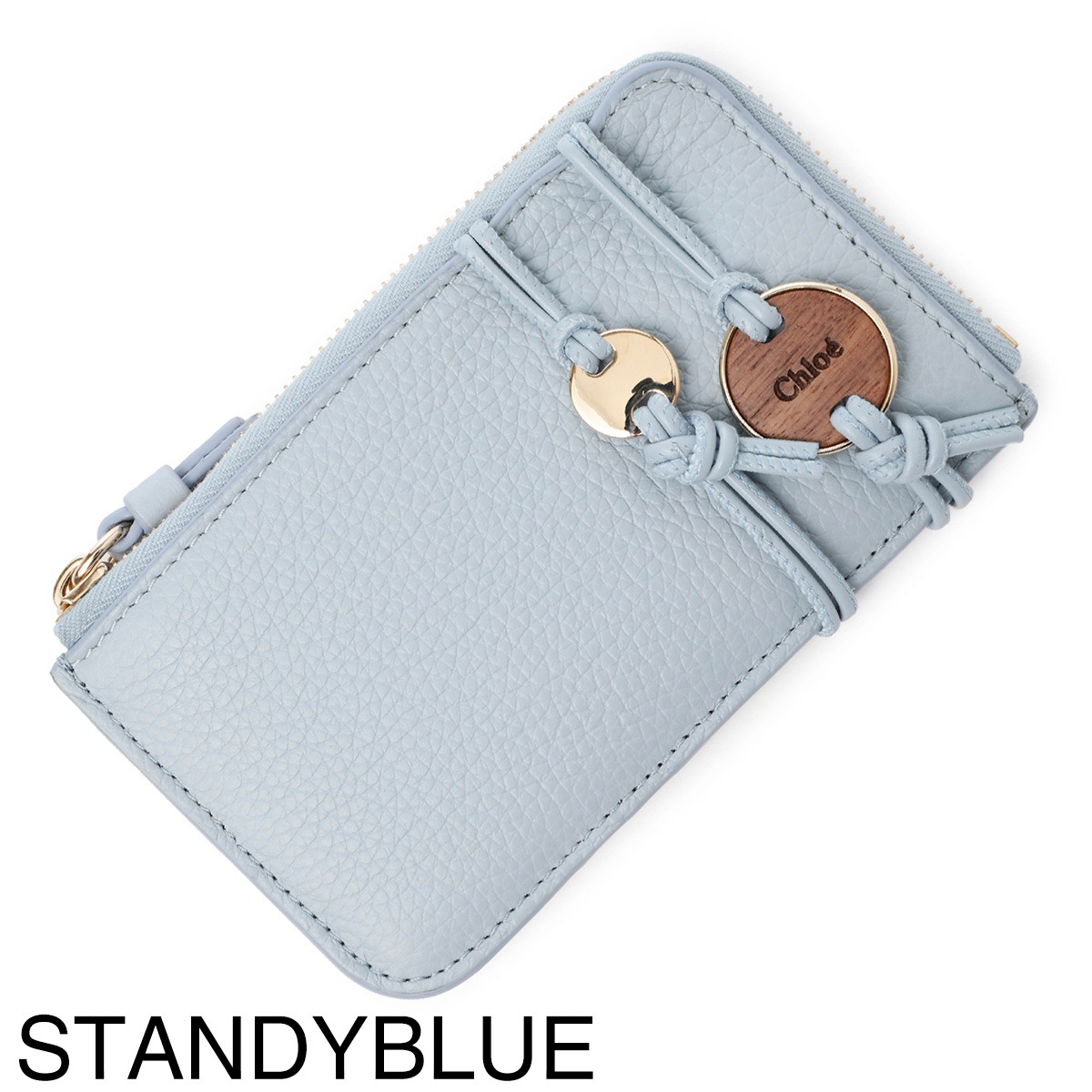 Chloe】クロエ Malou カーフ ロゴメダル Blue コインケース 財布