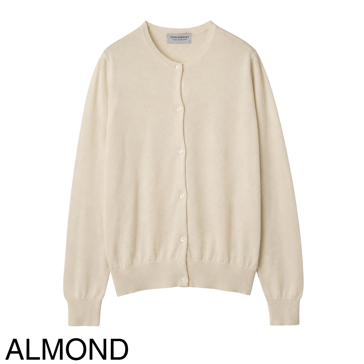 現行　美品　ジョンスメドレー　ボタンレスカーディガン　シーアイランドコットン　M JOHN SMEDLEY ジョンスメドレー クルーネック カーディガン/ELINOR