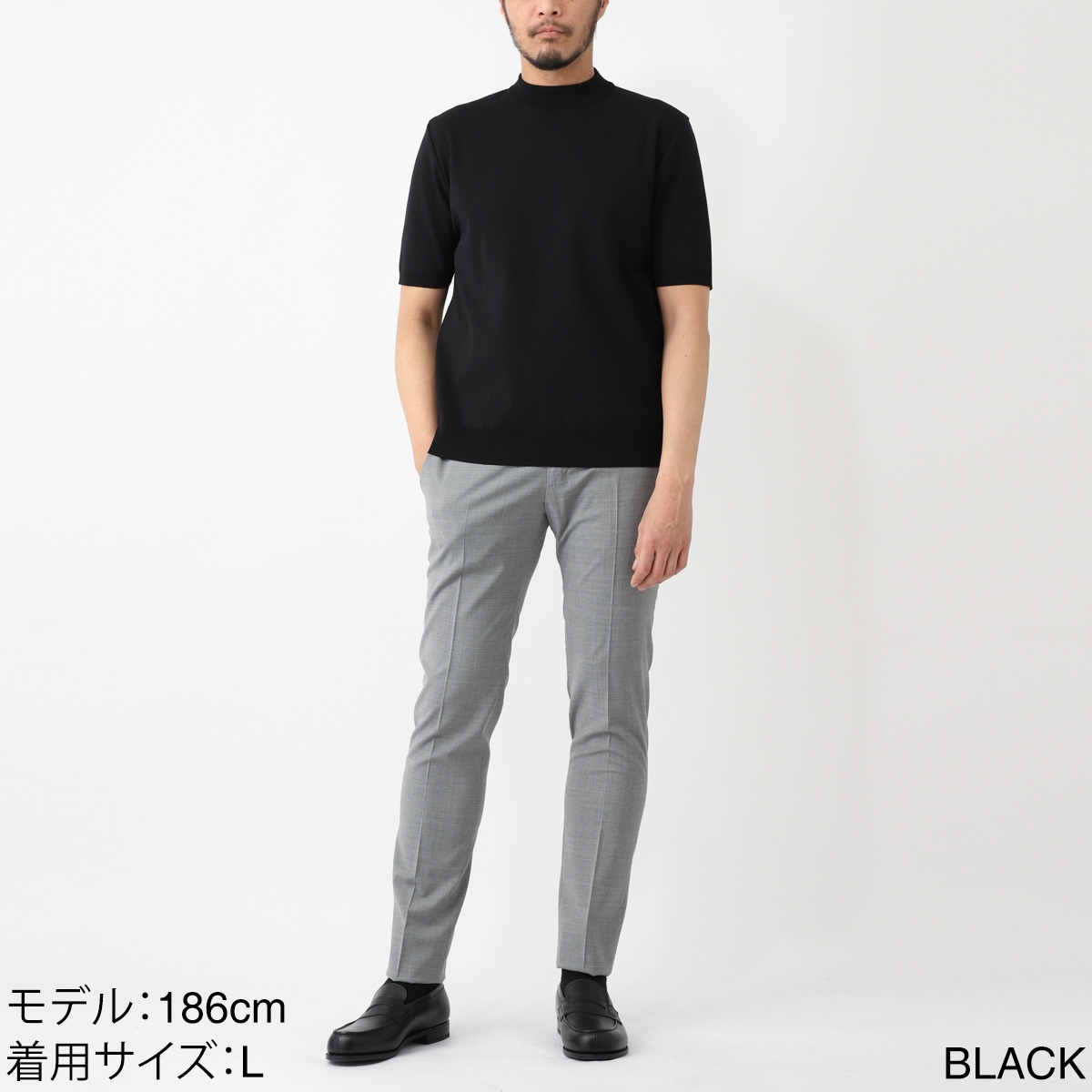 Revenir リブニール モックネック半袖ニット/INT-010 ウォッシャブル 【国内正規品】 メンズ