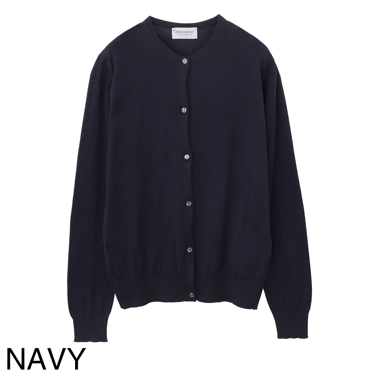 ジョンスメドレー クルーネックカーディガン S ネイビー ウール JOHN SMEDLEY ジョンスメドレー クルーネック カーディガン/ELINOR