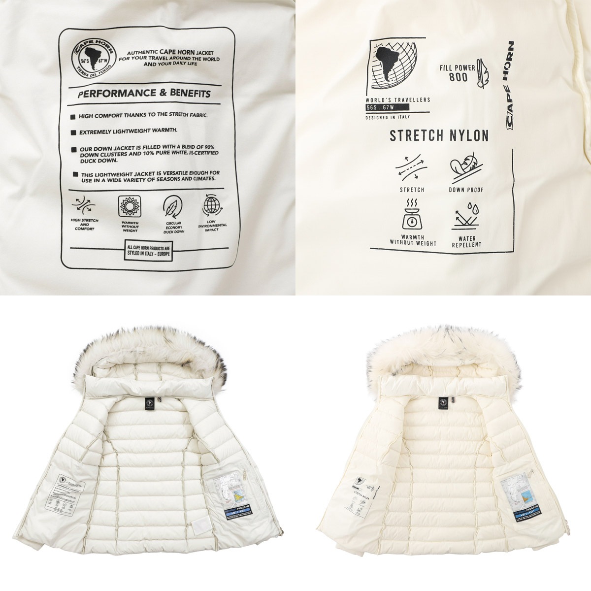 美品✨ケープホーン　SALTA ダウンジャケット　ホワイト　44 CAPEHORN（ケープホーン） ダウンジャケット SALTA MURMASKI 大きい