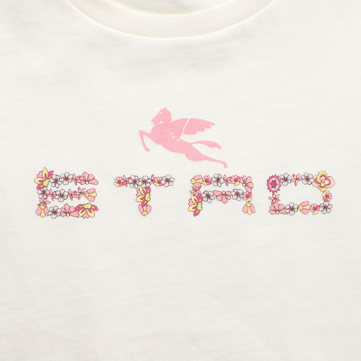 ETRO エトロ クルーネックTシャツ/KIDS キッズ ガールズ/プリントロゴ ペガソ刺繍 フリル袖 レディース