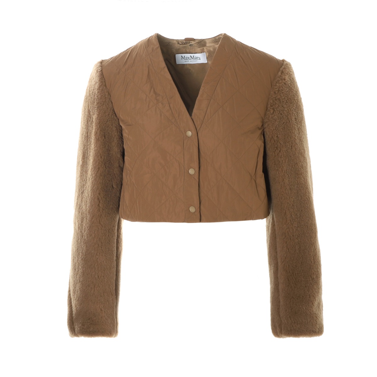新品MaxMaraサントステディベア2WAYクロップドジャケットキャメルジレ Max Mara マックスマーラ ショートコート/テディベアコート 2WAY