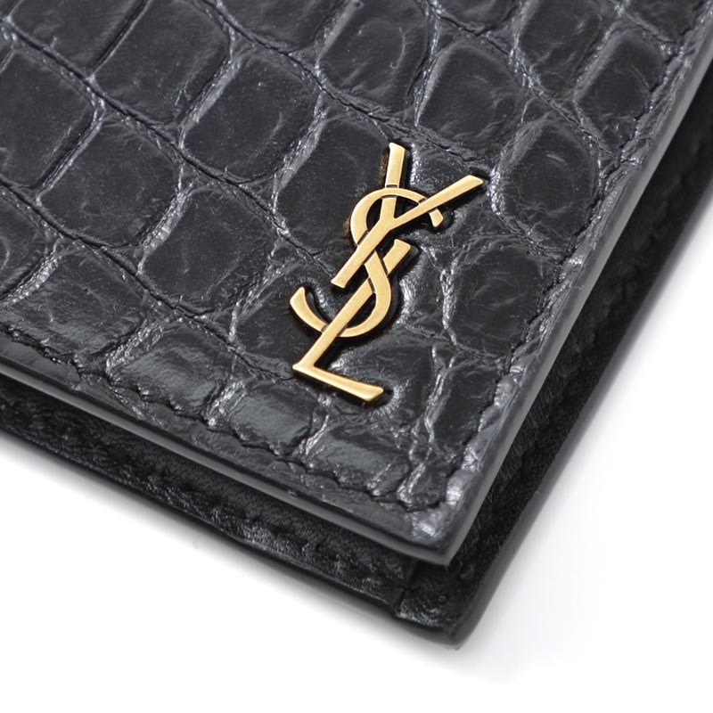 【美品】サンローラン 2つ折り財布 小銭入れ付 YSL 610193 ブラック サンローラン SAINT LAURENT 財布 二つ折り財布 モノグラム