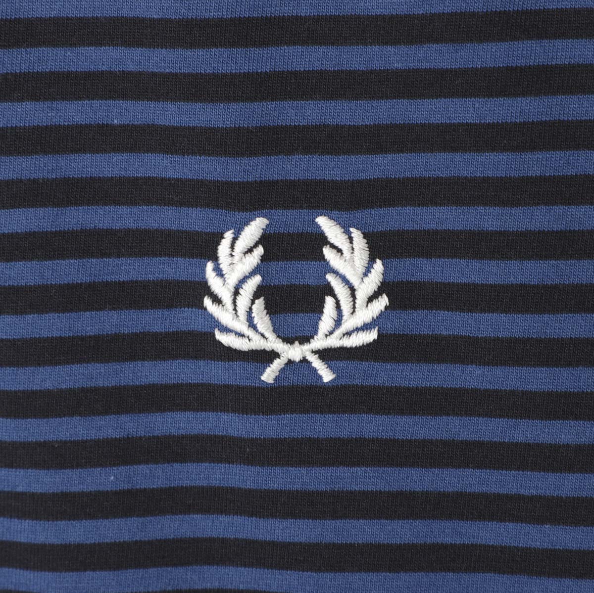FRED PERRY★半袖 ロゴ クルーネック トップス Tシャツ★Blue★ FRED PERRY フレッドペリー クルーネック半袖Tシャツ Fine