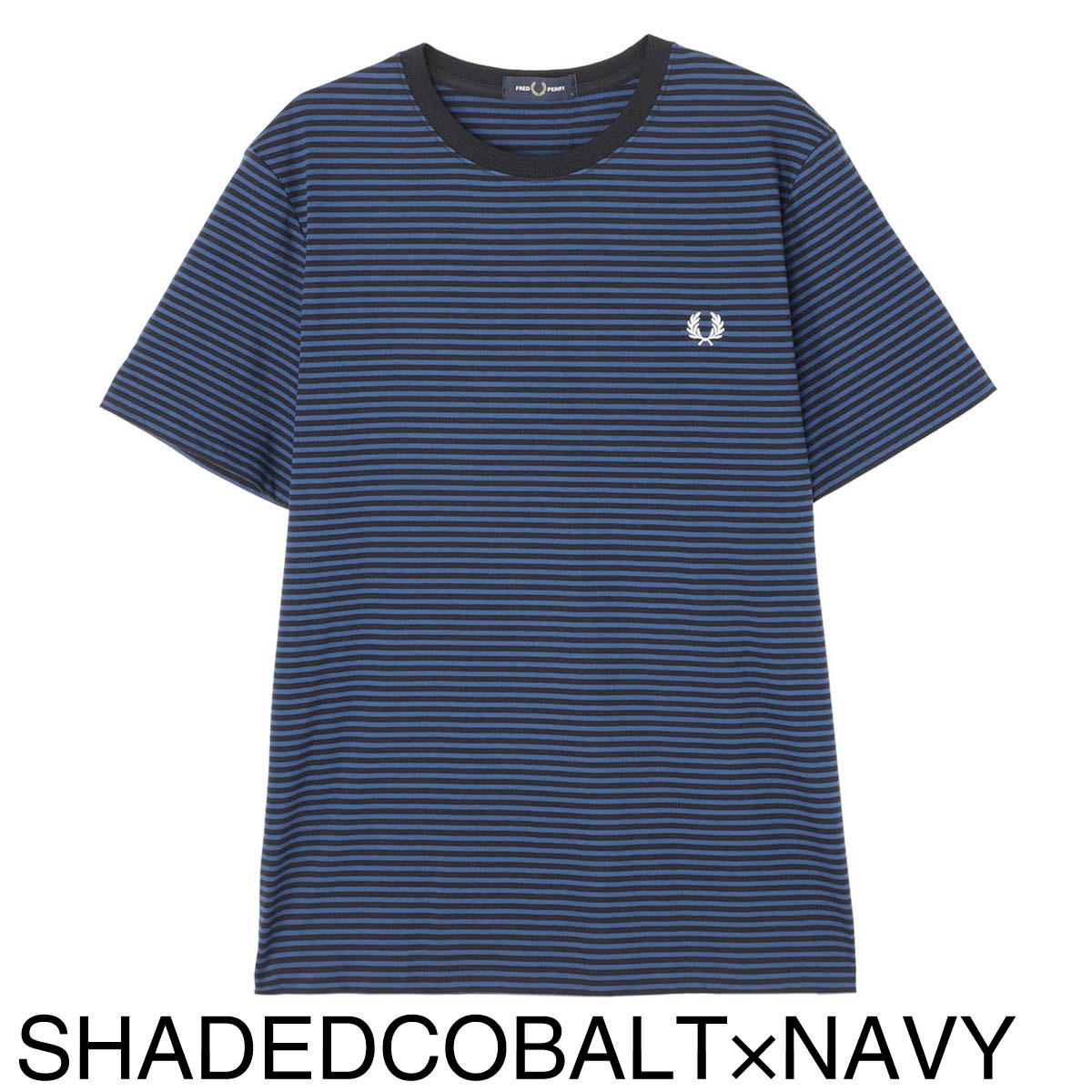 FRED PERRY★半袖 ロゴ クルーネック ボーダー トップス Tシャツ FRED PERRY フレッドペリー クルーネック半袖Tシャツ/Fine