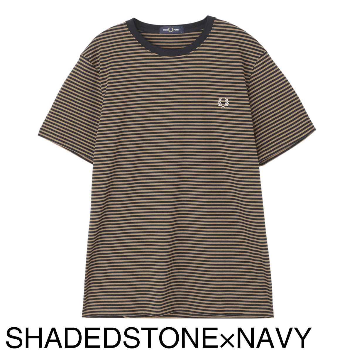 FRED PERRY★半袖 ロゴ クルーネック Tシャツ★ストライプ柄★ FRED PERRY フレッドペリー クルーネック半袖Tシャツ/Fine
