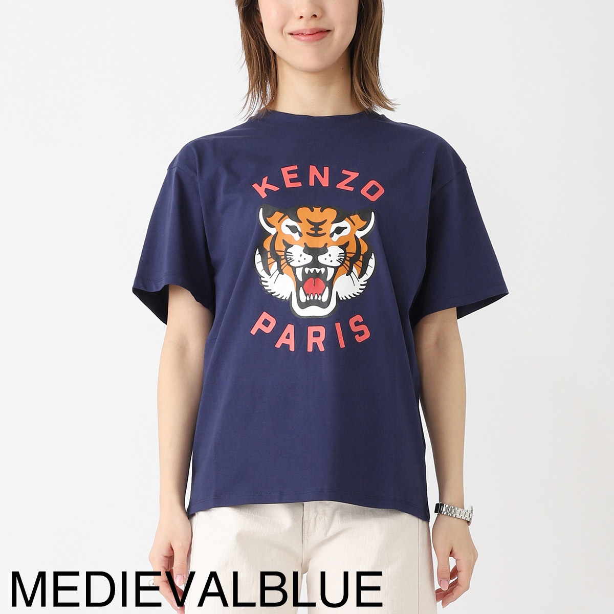 ケンゾー KENZOＴシャツ クルーネック プリント M  紺 ネイビー KENZO (ケンゾー) タイガープリント クルーネック 半袖 Tシャツ TIGER