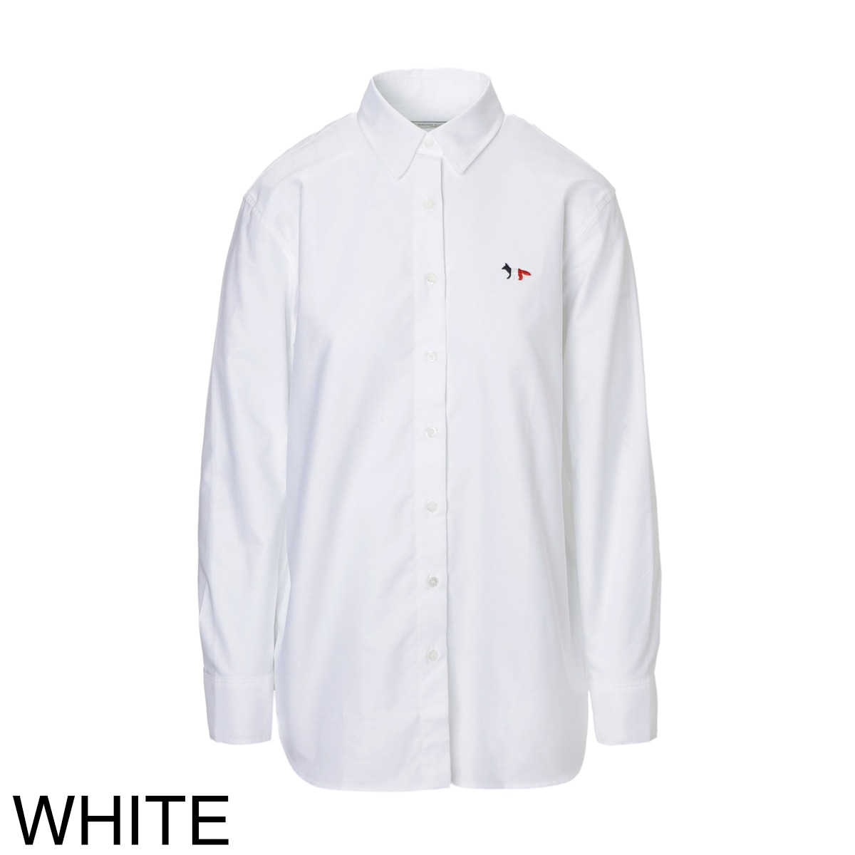 MAISON KITSUNE メゾンキツネ 長袖レギュラーカラーシャツ/オックスフォードシャツ/TRICOLOR FOX PATCH CLASSIC SHIRT【大きいサイズあり】 レディース