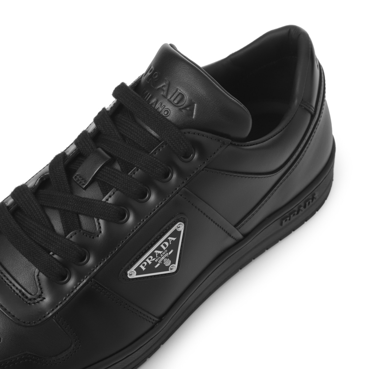 PRADA 関税送料込 バスケット ダウンタウンスニーカー ブラック PRADA プラダ スニーカー/DOWNTOWN LEATHER SNEAKERS【大きい