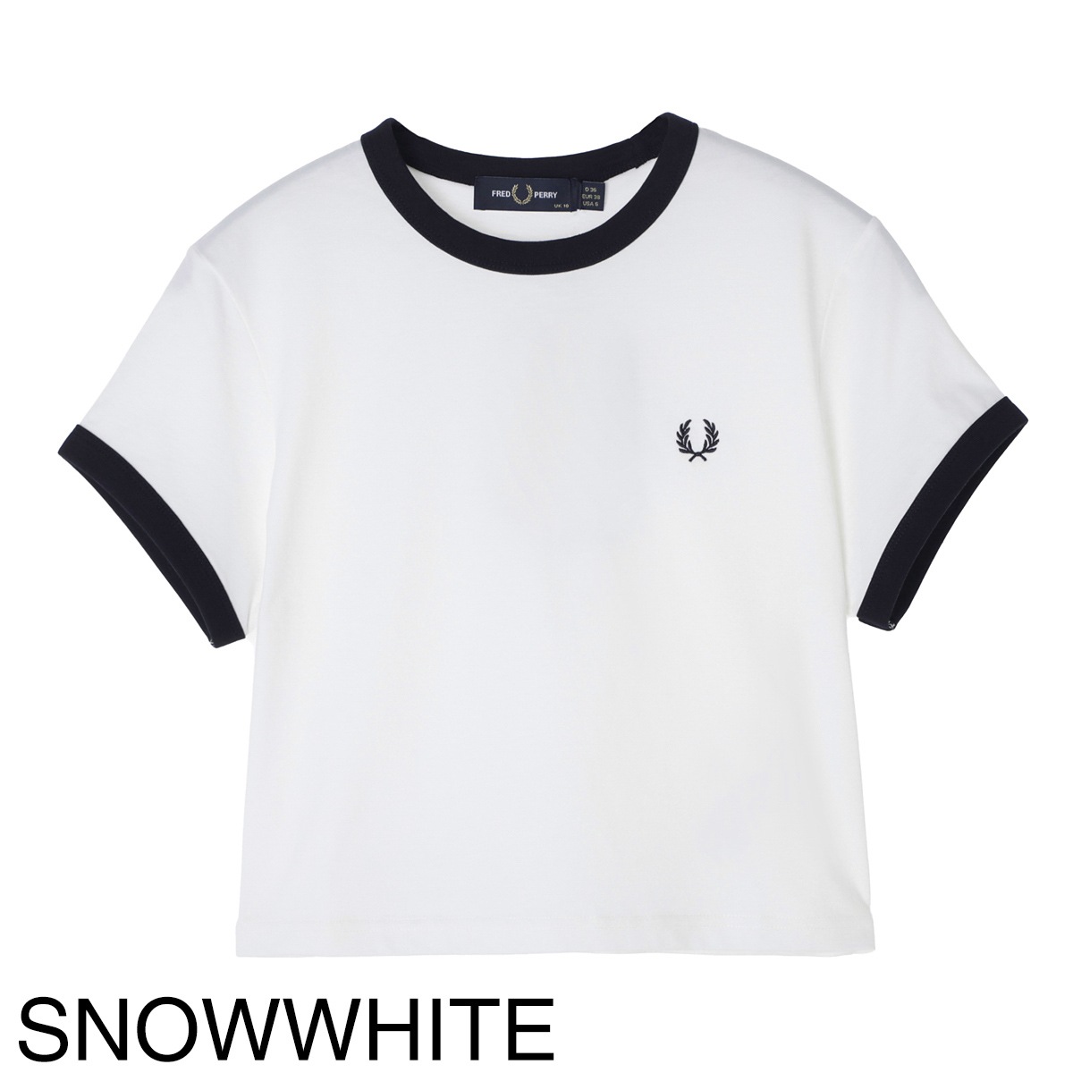 【アウトレット】【ラスト1点】FRED PERRY フレッドペリー クルーネックTシャツ/CROPPED RINGER T-SHIRT レディース