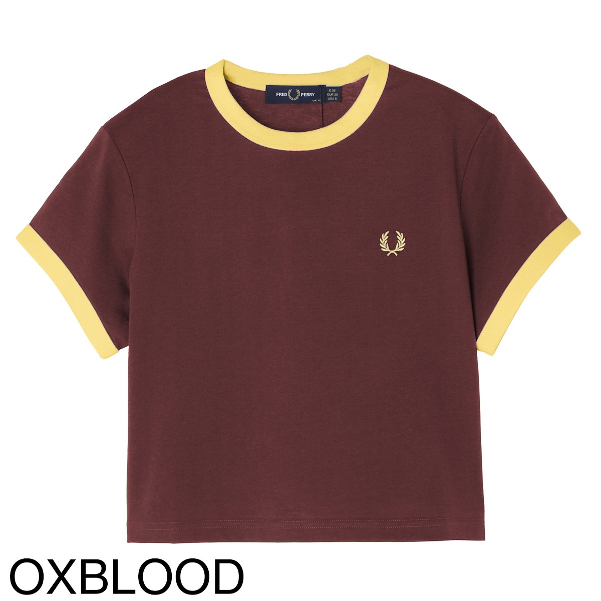 『ネコポス対応(1点まで)』FRED PERRY フレッドペリー クルーネックTシャツ/CROPPED RINGER T-SHIRT レディース