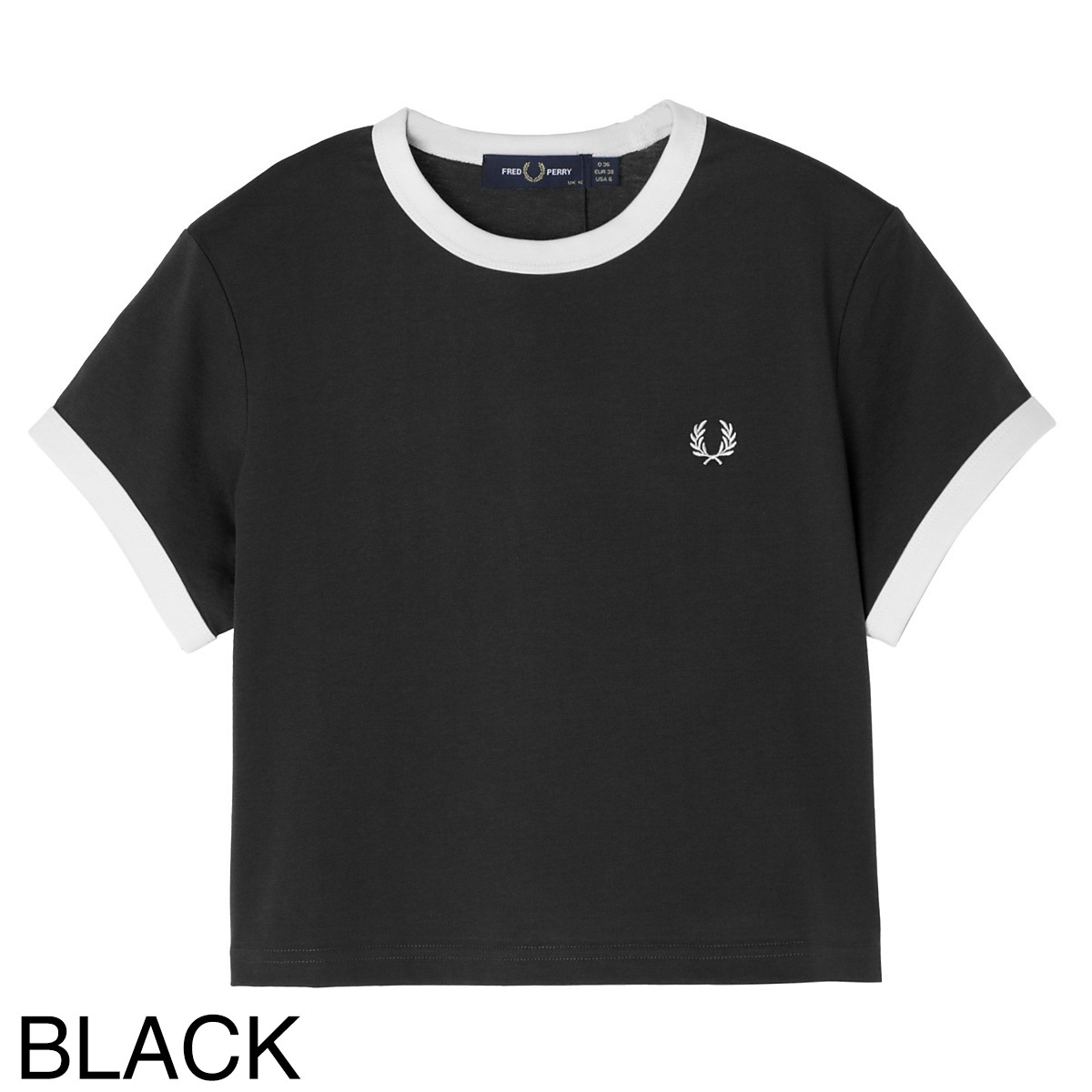 『ネコポス対応(1点まで)』FRED PERRY フレッドペリー クルーネックTシャツ/CROPPED RINGER T-SHIRT レディース