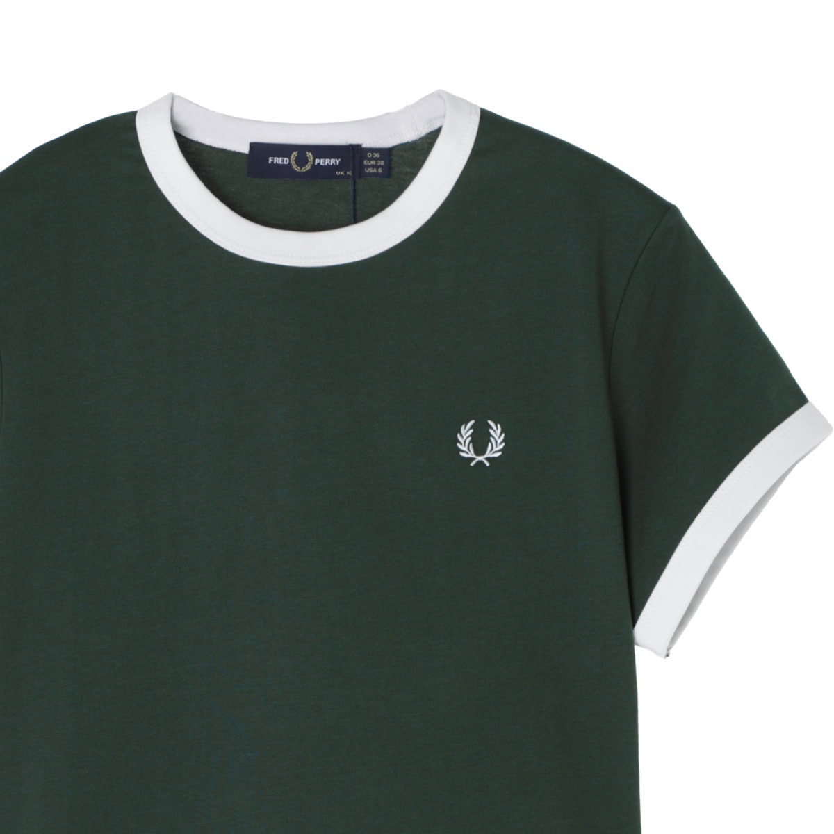 【アウトレット】【ラスト1点】FRED PERRY フレッドペリー クルーネックTシャツ/CROPPED RINGER T-SHIRT レディース