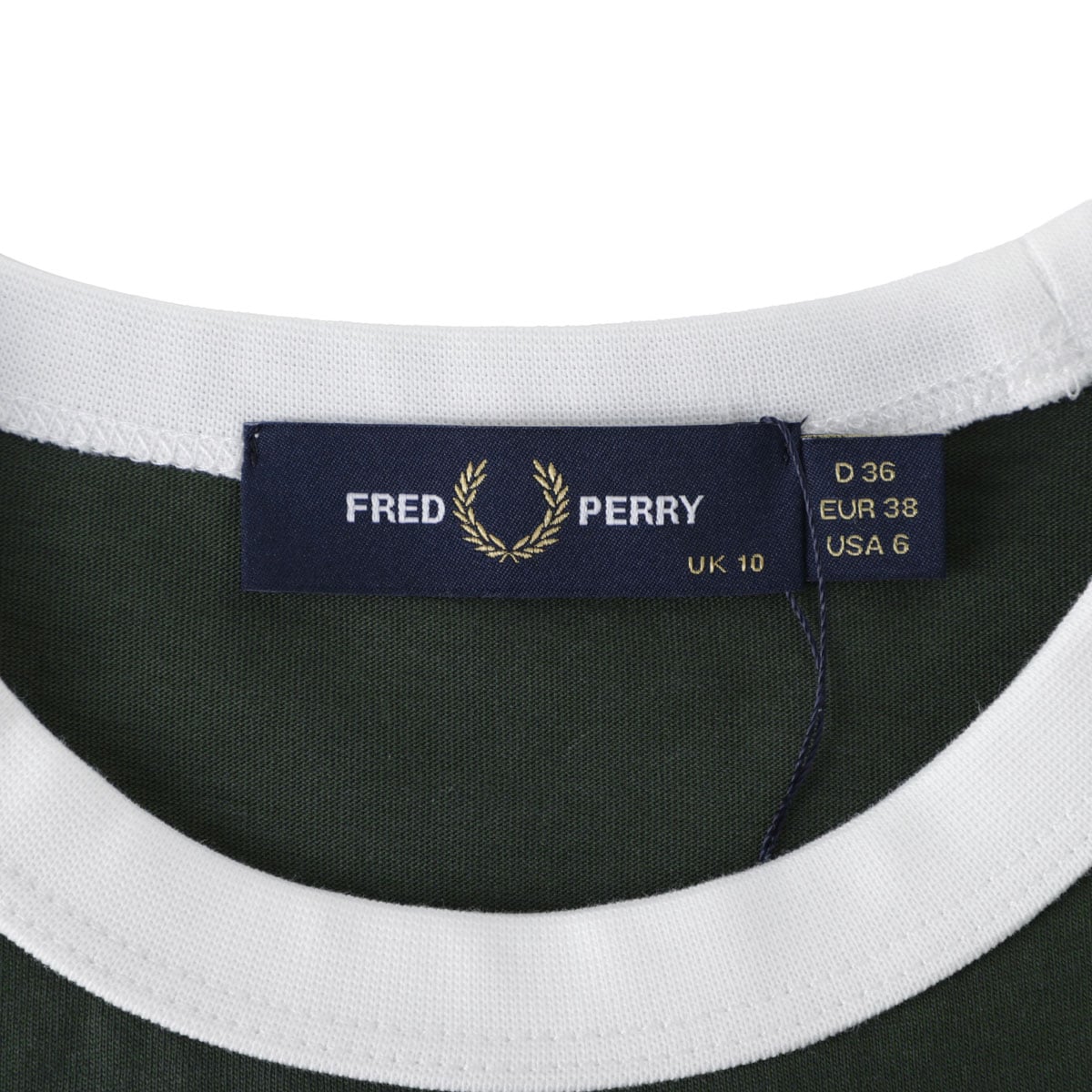 【アウトレット】【ラスト1点】FRED PERRY フレッドペリー クルーネックTシャツ/CROPPED RINGER T-SHIRT レディース