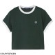 【アウトレット】【ラスト1点】FRED PERRY フレッドペリー クルーネックTシャツ/CROPPED RINGER T-SHIRT レディース