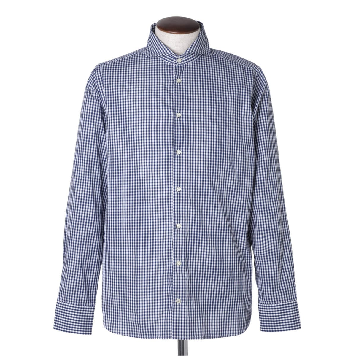 【アウトレット】GUY ROVER ギローバー ギンガムチェック ホリゾンタルカラーシャツ/総柄シャツ/WASH メンズ