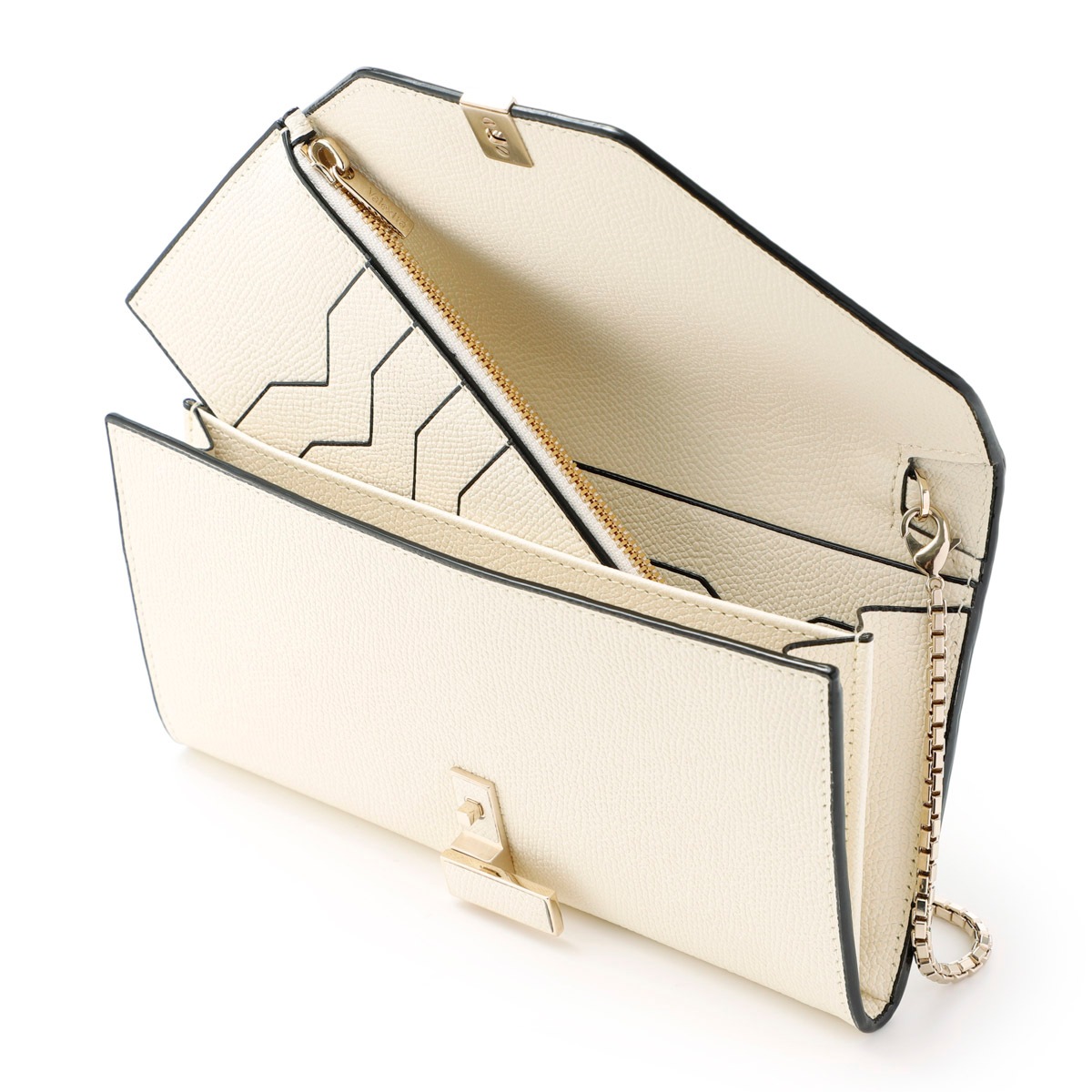 アウトレット】Valextra ヴァレクストラ 長財布 小銭入れ チェーン付き