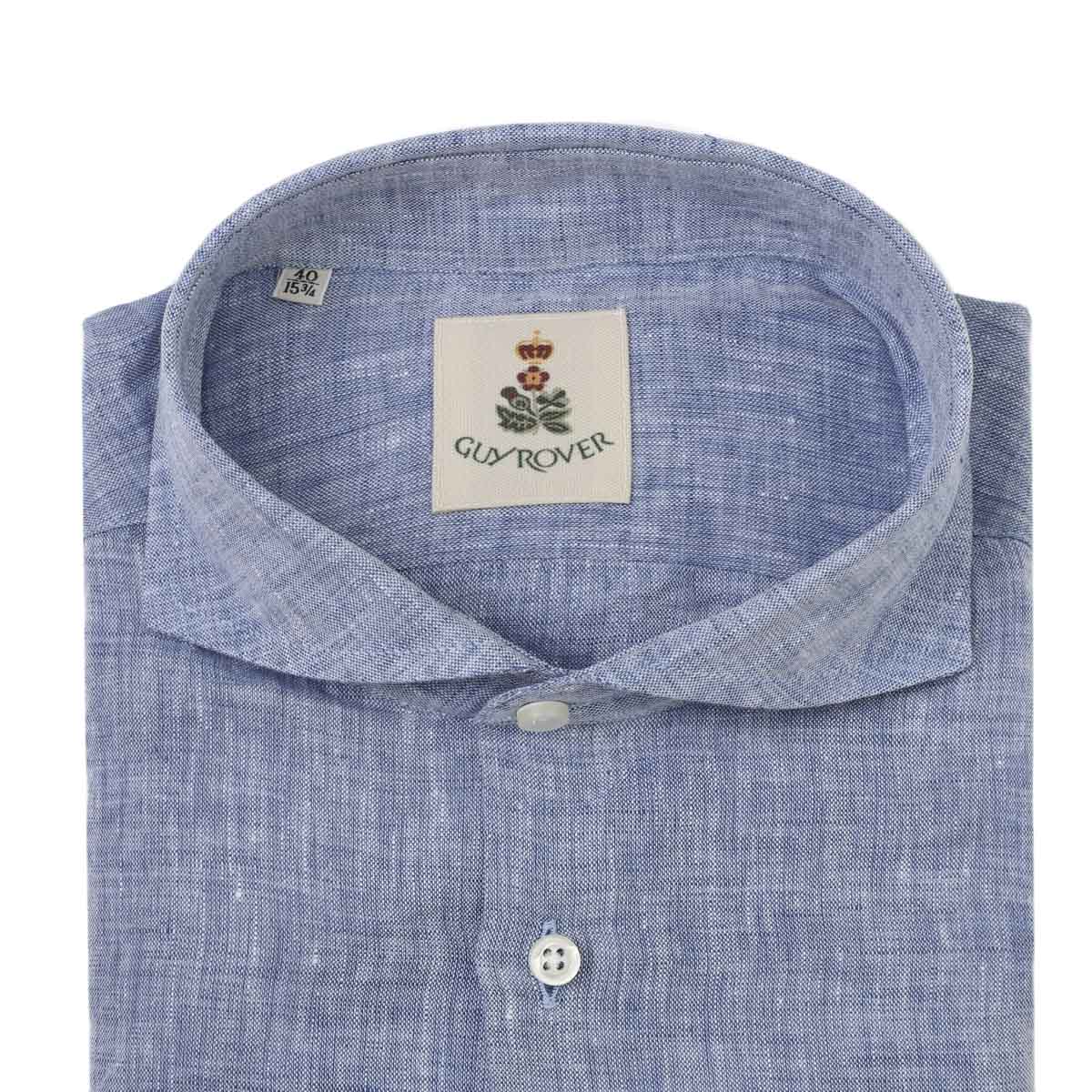 【アウトレット】GUY ROVER ギローバー ホリゾンタルカラー リネンシャツ メンズ