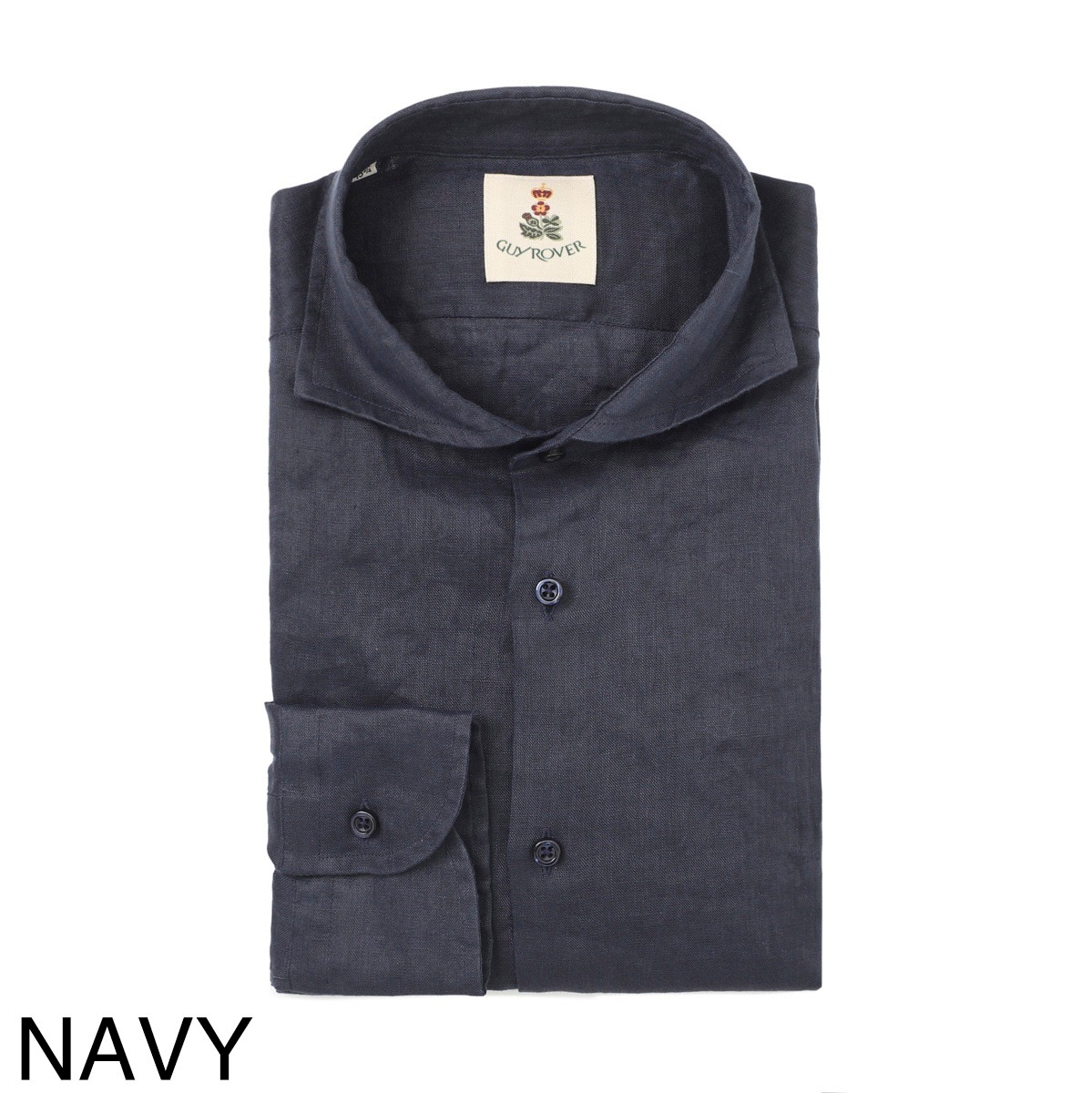 【アウトレット】GUY ROVER ギローバー ホリゾンタルカラー リネンシャツ メンズ