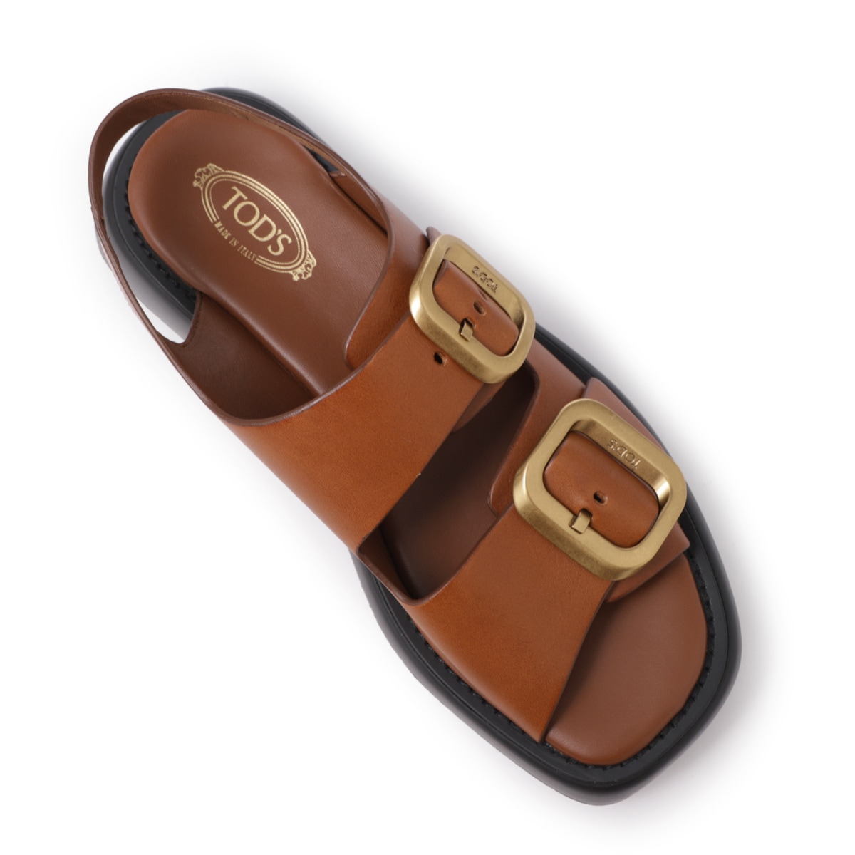 ＊燻しガール ＊TOD'S サンダル ゴールドバックル　37 TOD'S ブラック サンダル ゴールドバックル 37 TOD'S トッズ