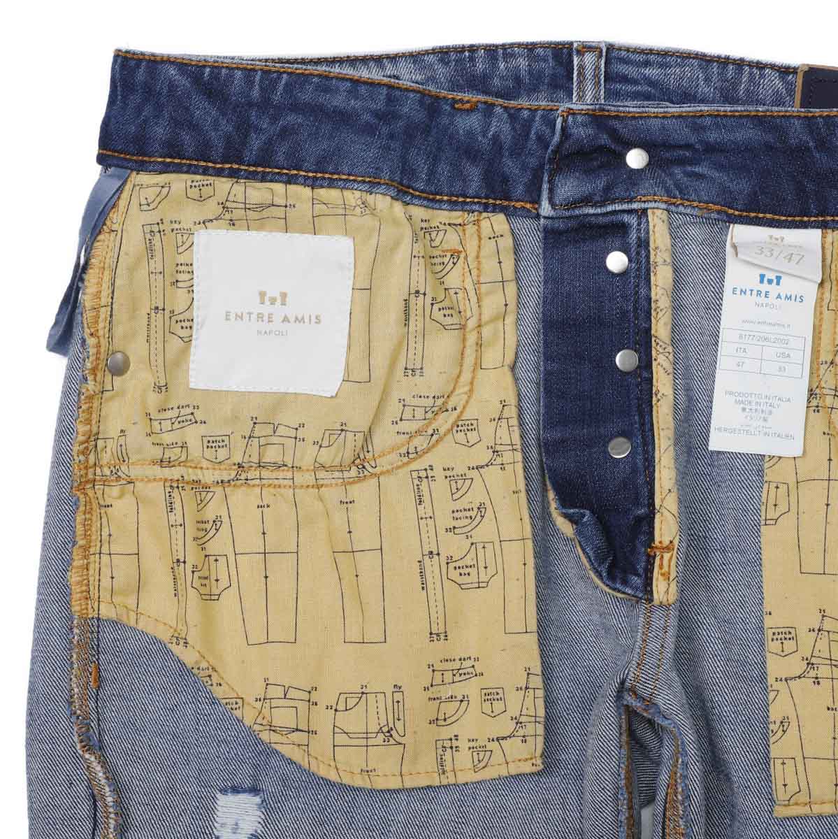 【アウトレット】【ラスト1点】entre amis アントレアミ ボタンフライジーンズ/5 TK DENIM CORTO【大きいサイズあり】 メンズ