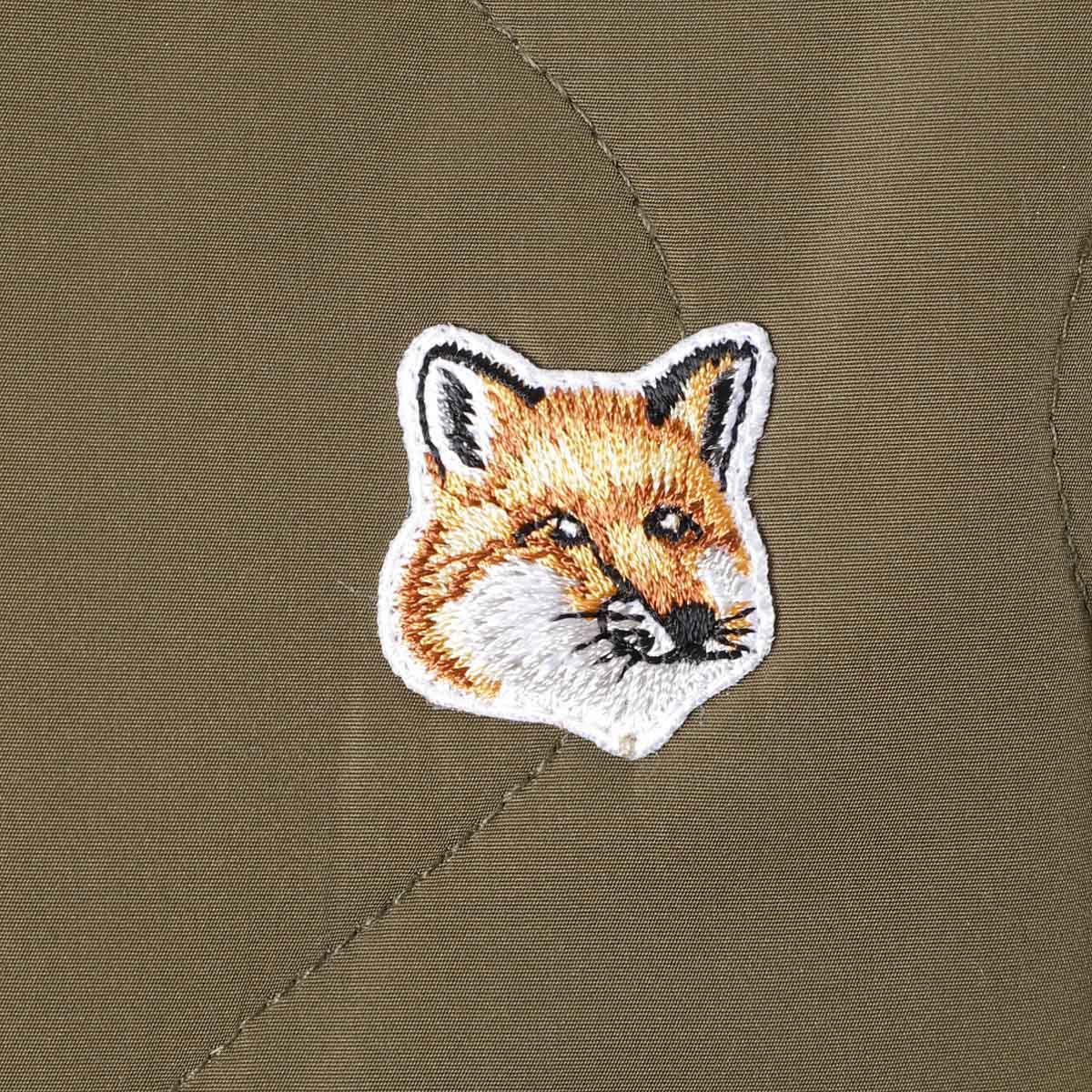 【タイムセール TOPS】MAISON KITSUNE メゾンキツネ ノーカラージャケット/QUILTED BLOUSON IN NYLON WITH INSTITUTIONAL FOX HEAD PATCH メンズ