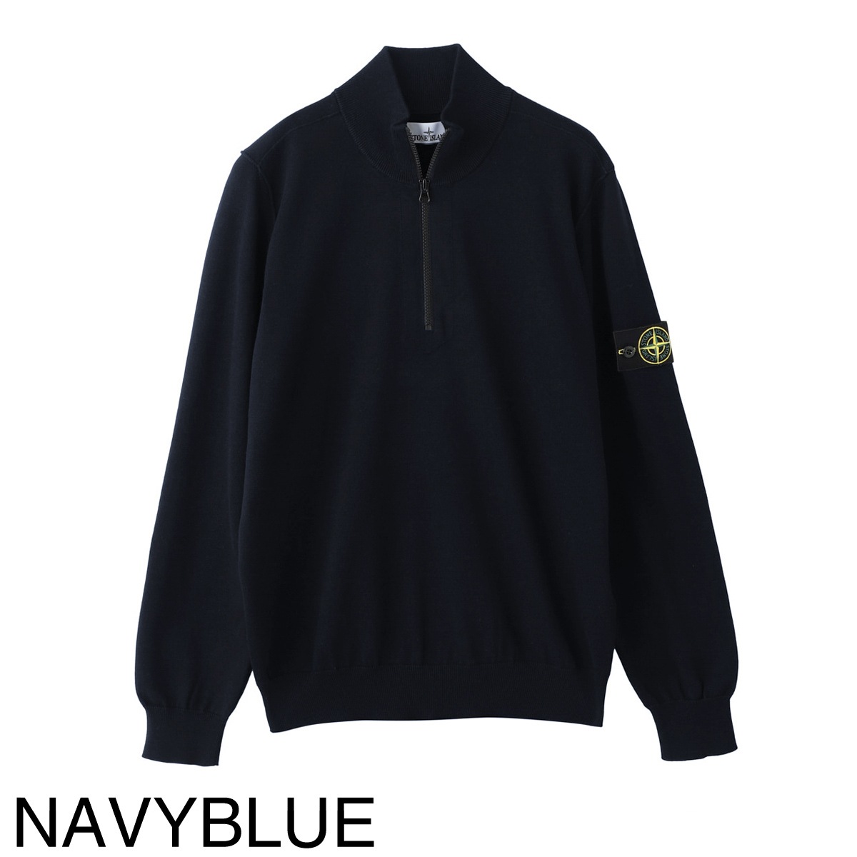 e　STONE  ハーフジップニット ブラック STONE ISLAND ハーフジップニット