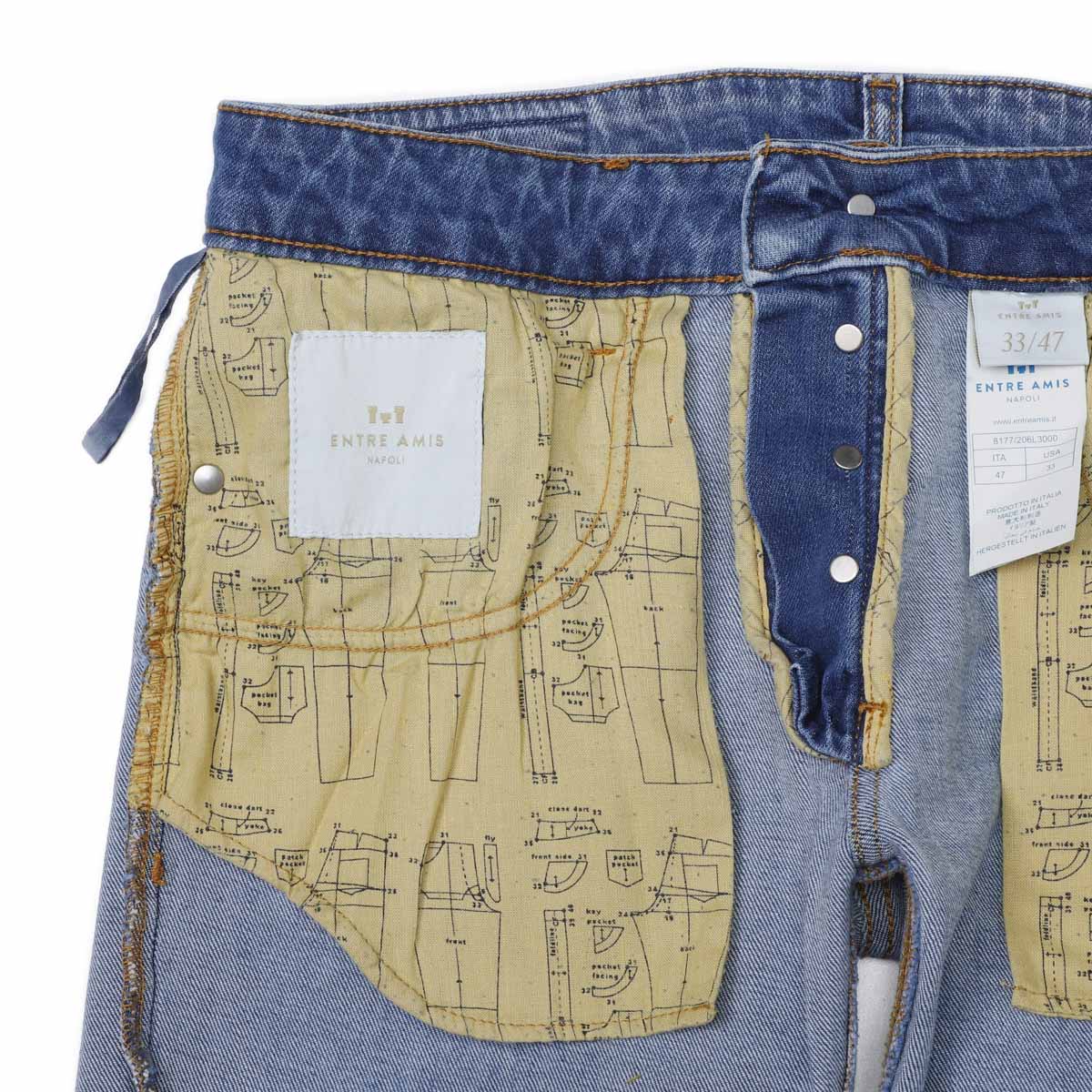 【アウトレット】entre amis アントレアミ ボタンフライジーンズ/5 TK DENIM CORTO【大きいサイズあり】 メンズ