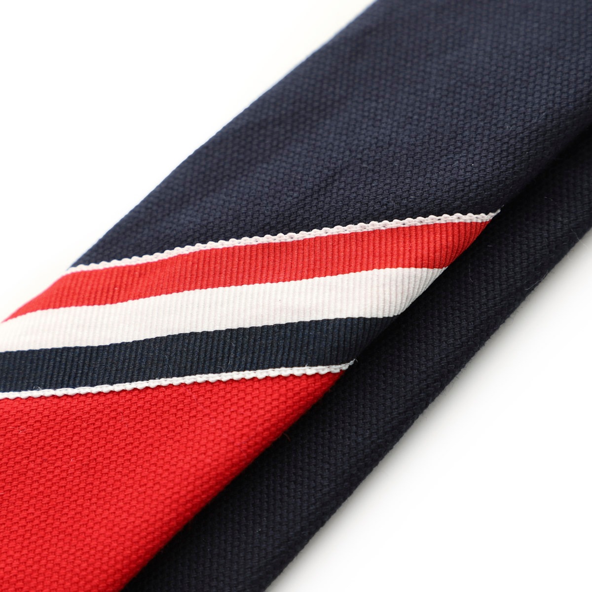 THOM BROWNE. トムブラウン ネクタイ【剣先幅:5.5cm】/CLASSIC FUNMIX TIE W/RWB ACCENT IN COTTON CANVAS メンズ