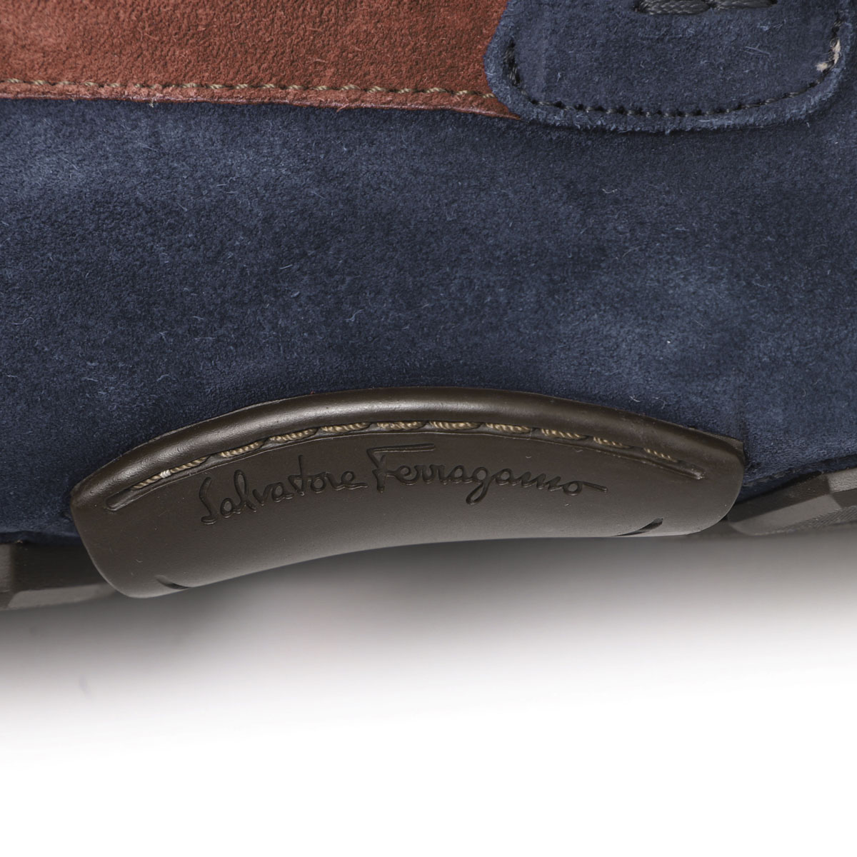 美品☆フェラガモ☆デッキシューズ☆ブラウン☆ネイビー☆スエード☆8 1/2☆ FERRAGAMO (Salvatore Ferragamo) フェラガモ ドライビング